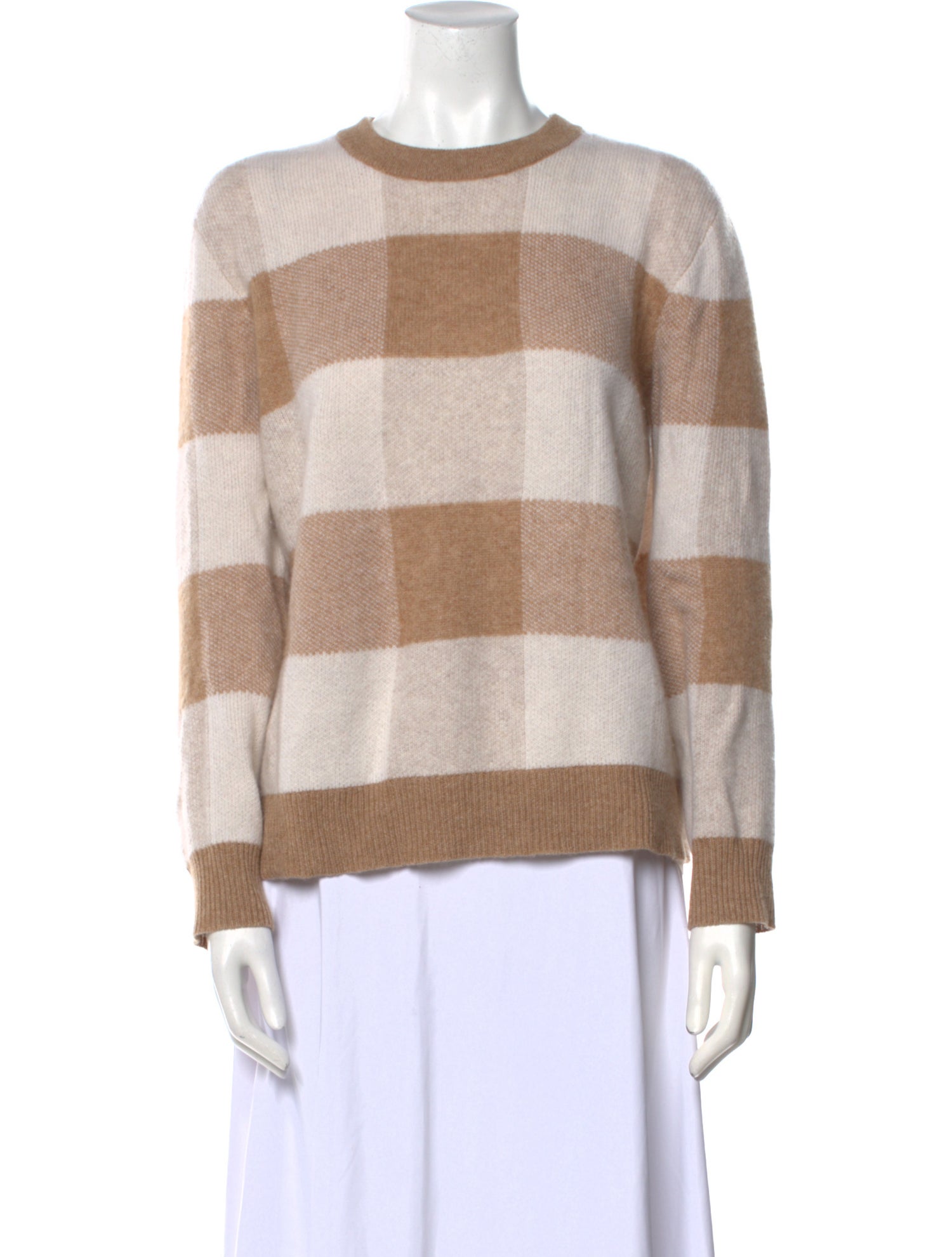 White + Warren Cashmere Plaid Print Sweater