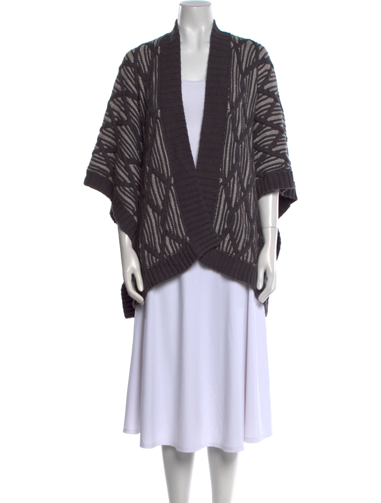 White + Warren Striped V-Neck Sweater