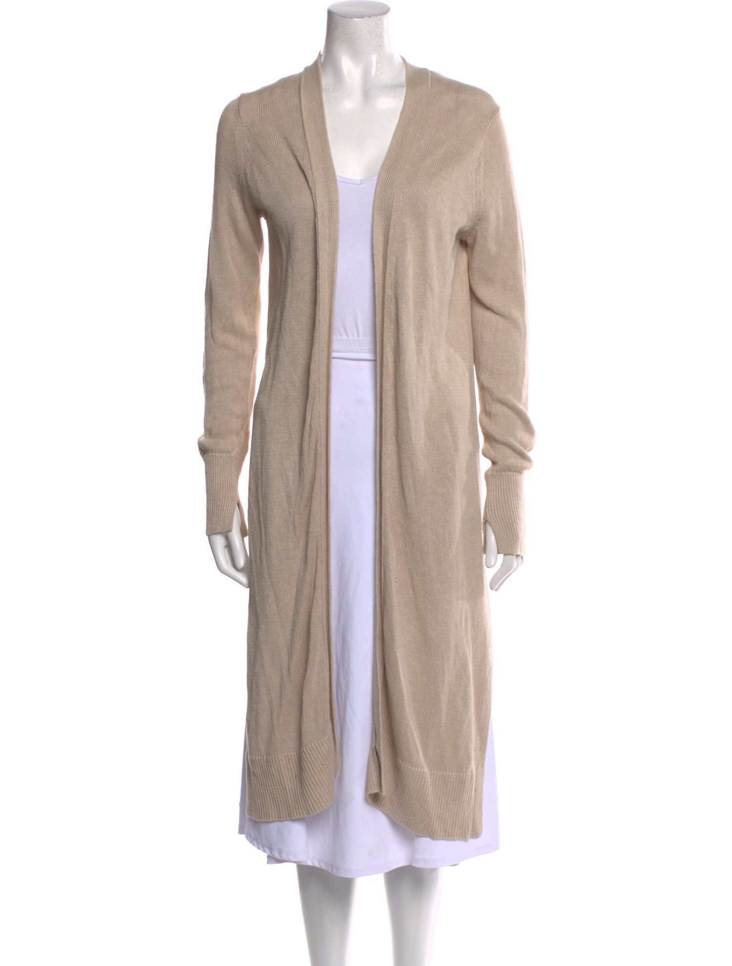 White + Warren Linen Open Front Sweater