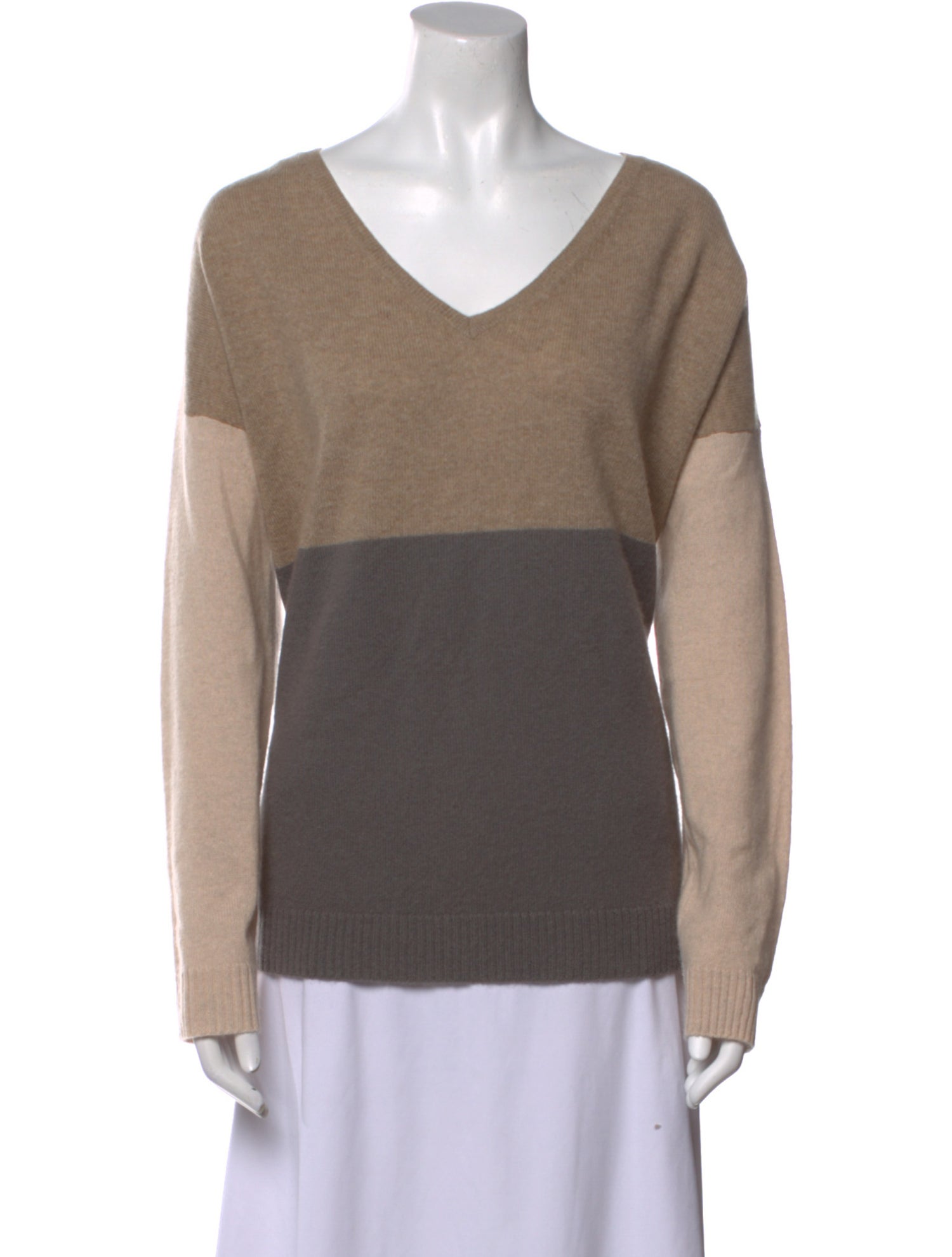White + Warren Cashmere Colorblock Pattern Sweater