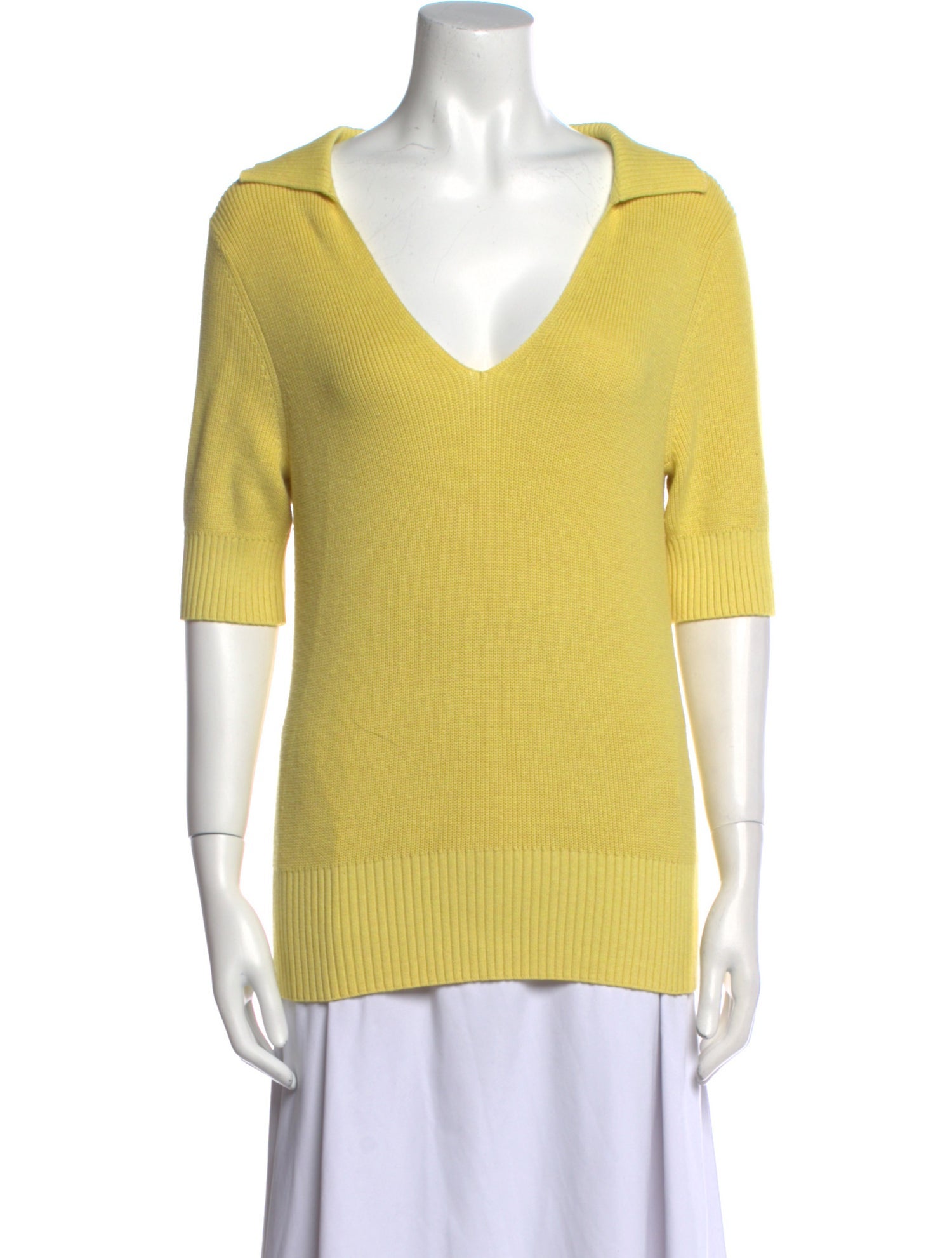 White + Warren V-Neck Short Sleeve Top