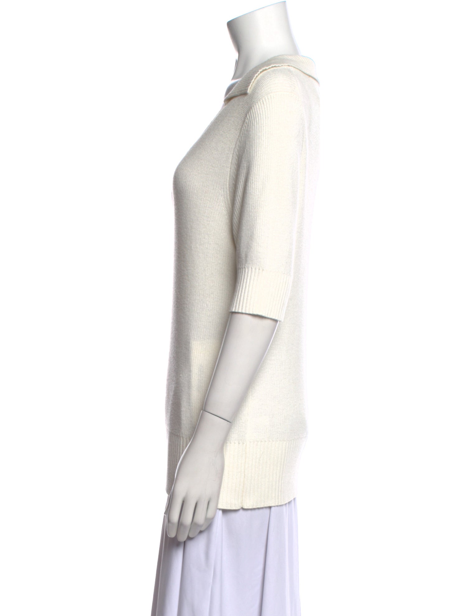 White + Warren V-Neck Short Sleeve Top