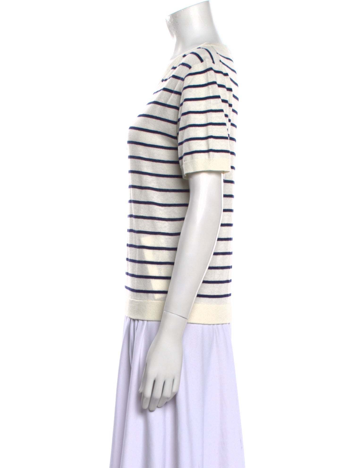 White + Warren Striped Crew Neck Sweater