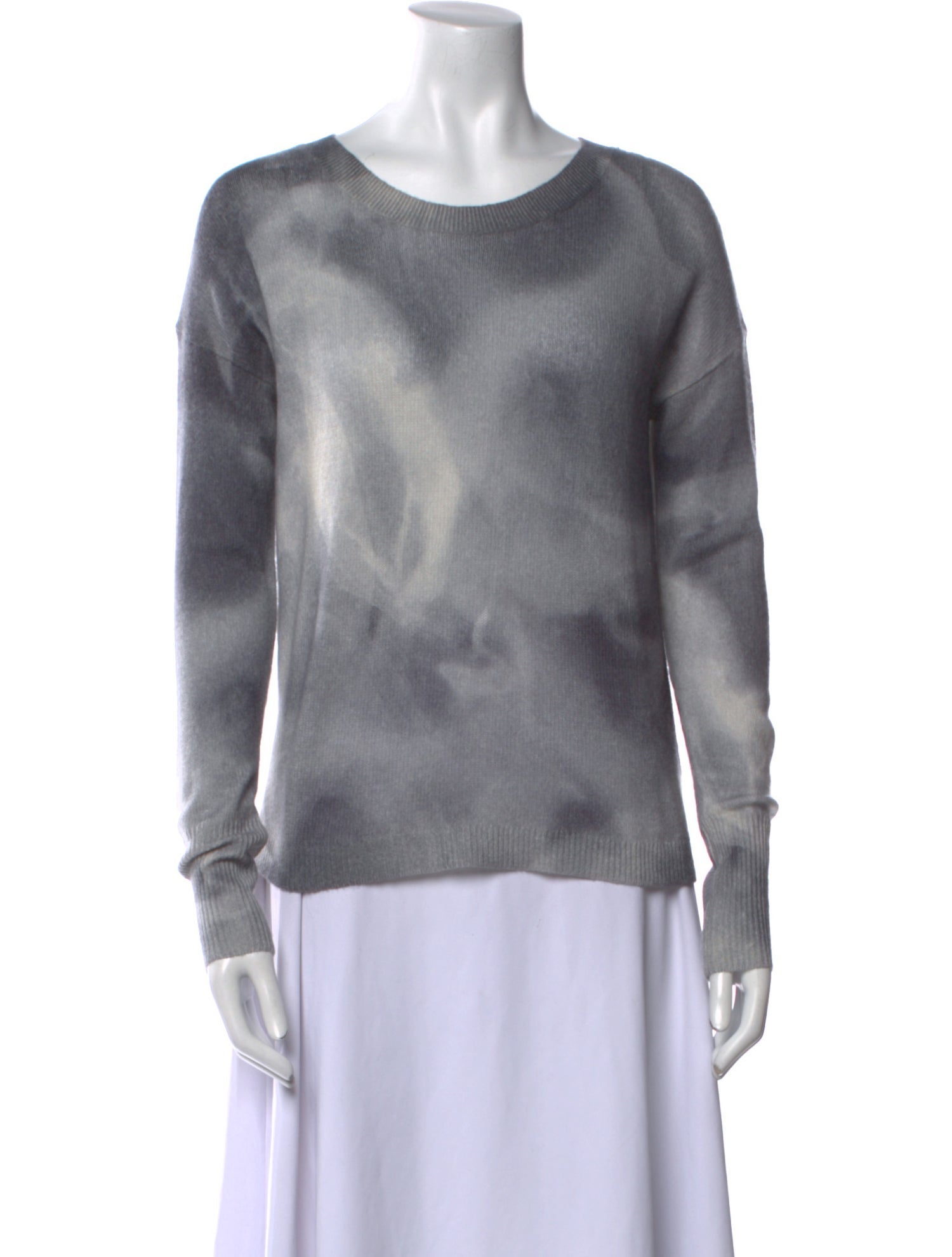 White + Warren Cashmere Tie-Dye Print Sweater