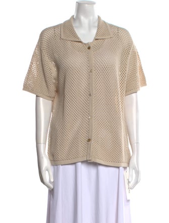 White + Warren Short Sleeve Button-Up Top