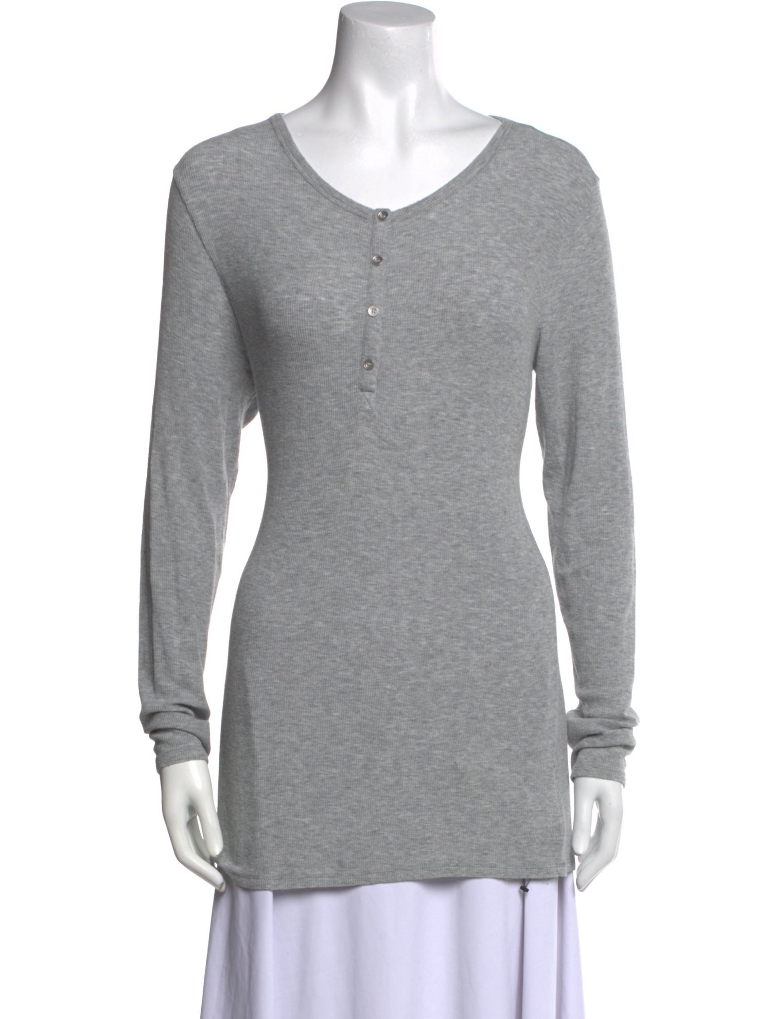 White + Warren V-Neck Long Sleeve Top