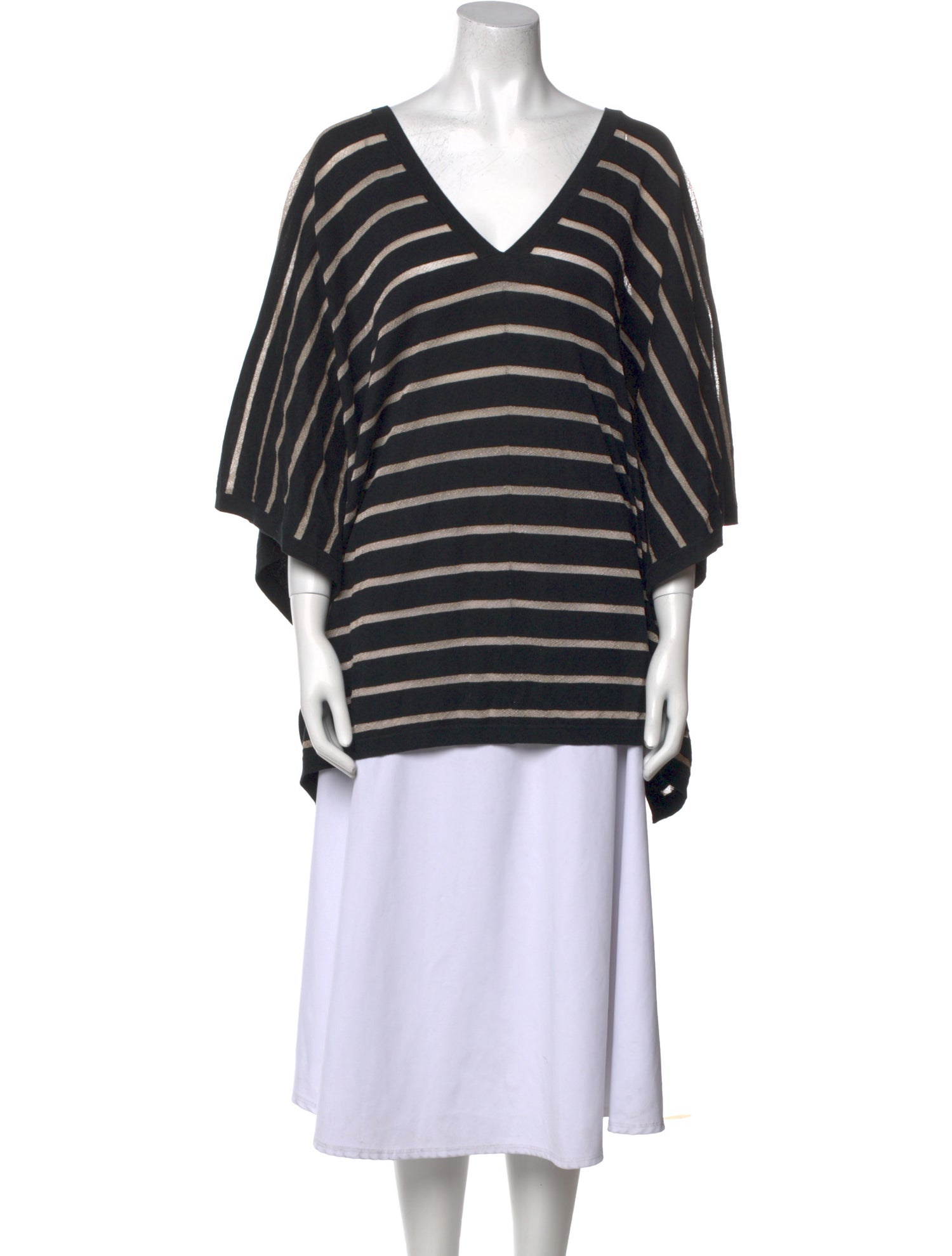 White + Warren Striped V-Neck Tunic