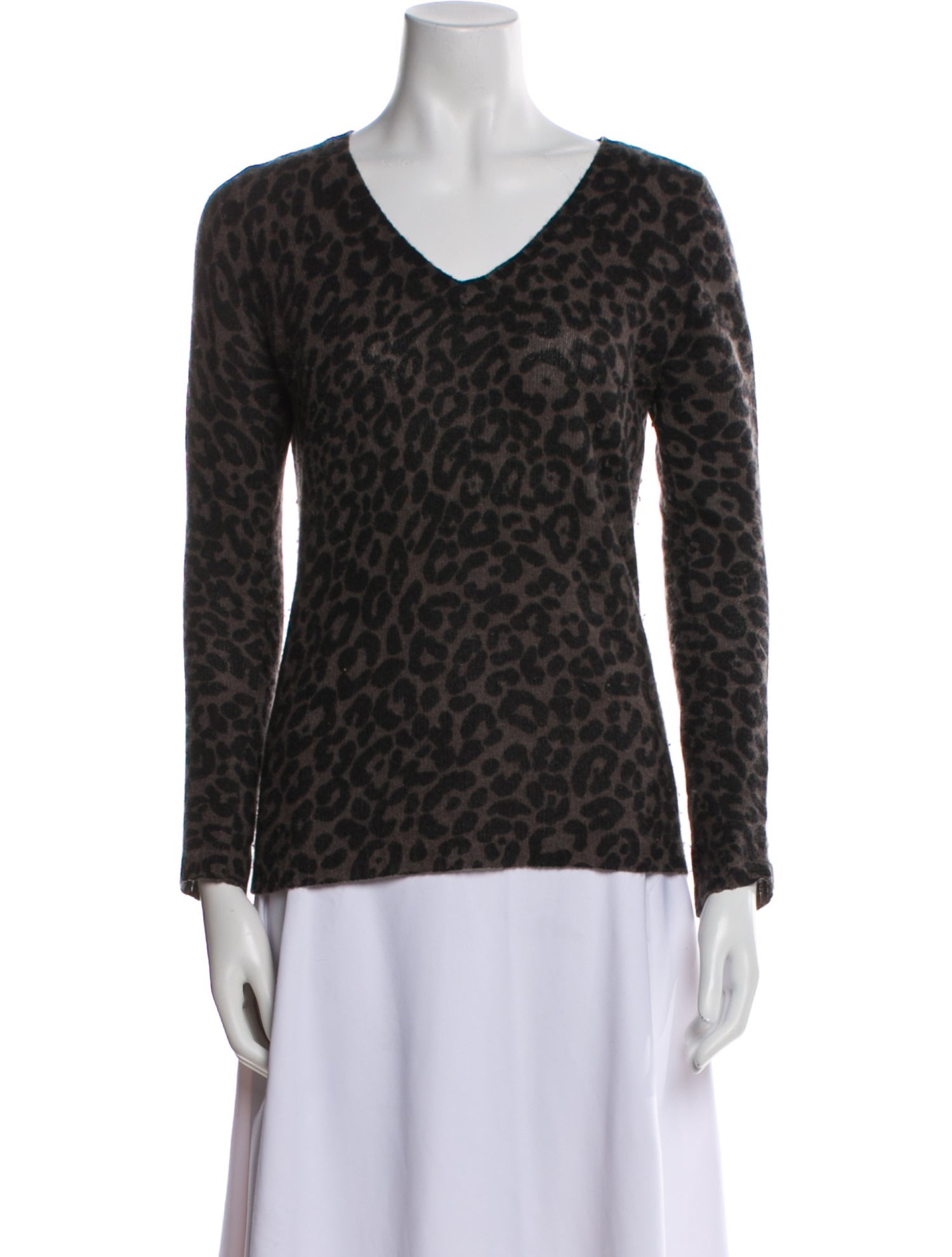 White + Warren Cashmere Animal Print Sweater