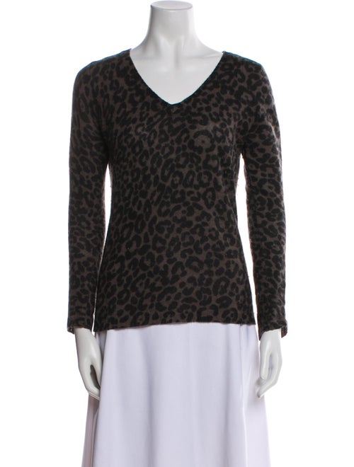 White + Warren Cashmere Animal Print Sweater