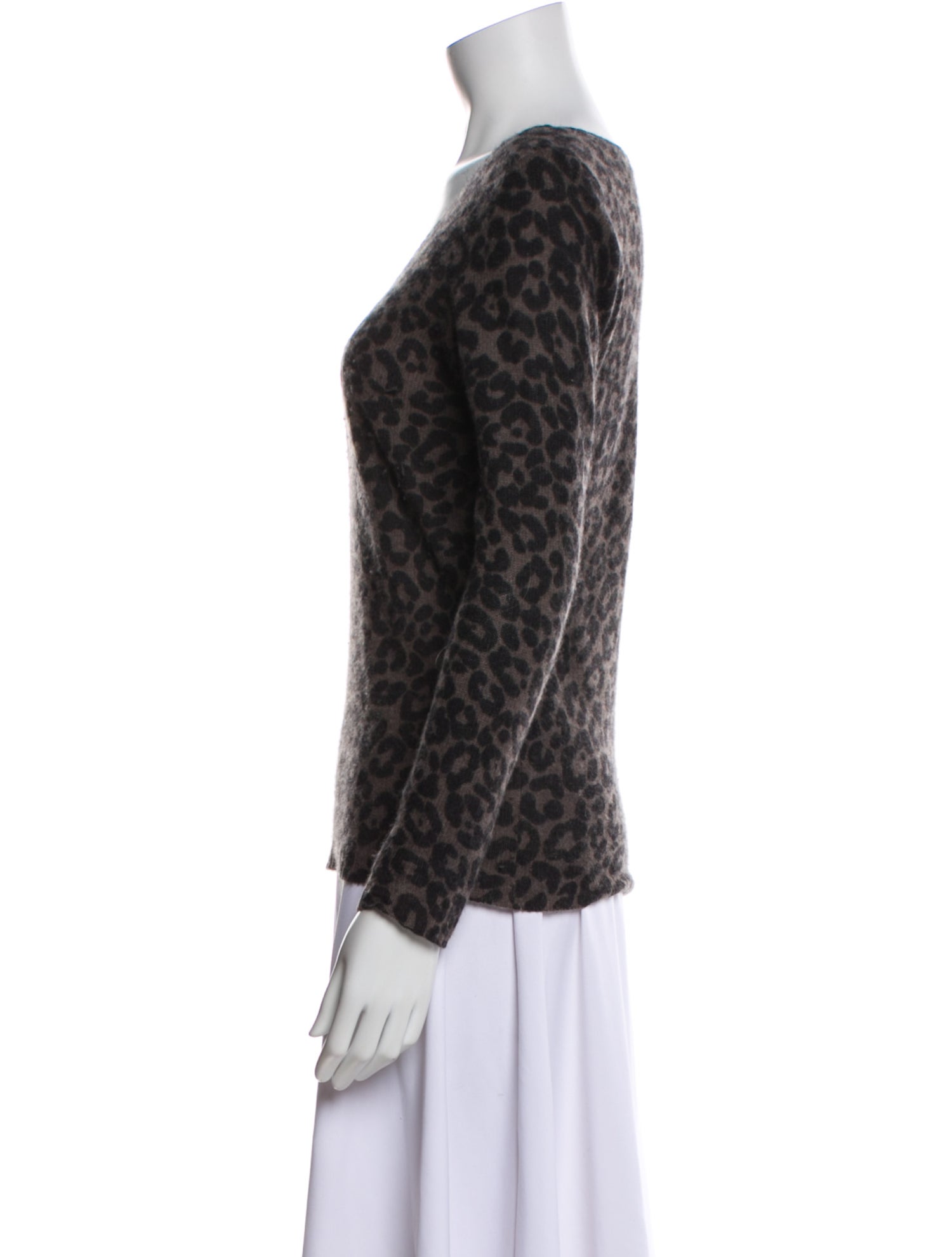 White + Warren Cashmere Animal Print Sweater
