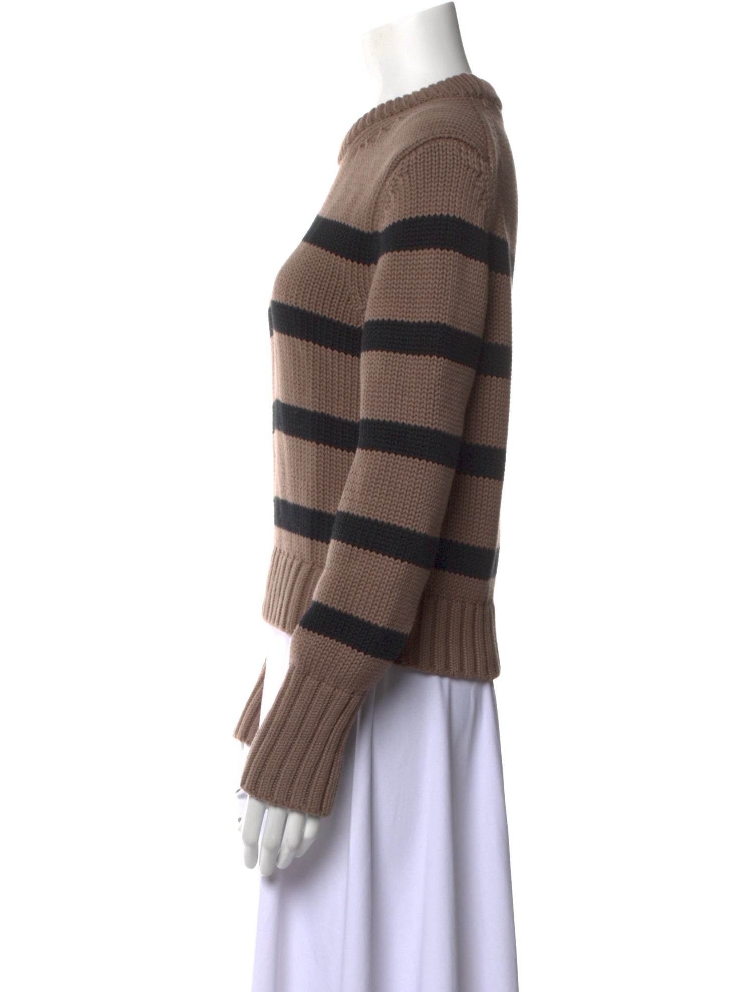 White + Warren Striped Crew Neck Sweater