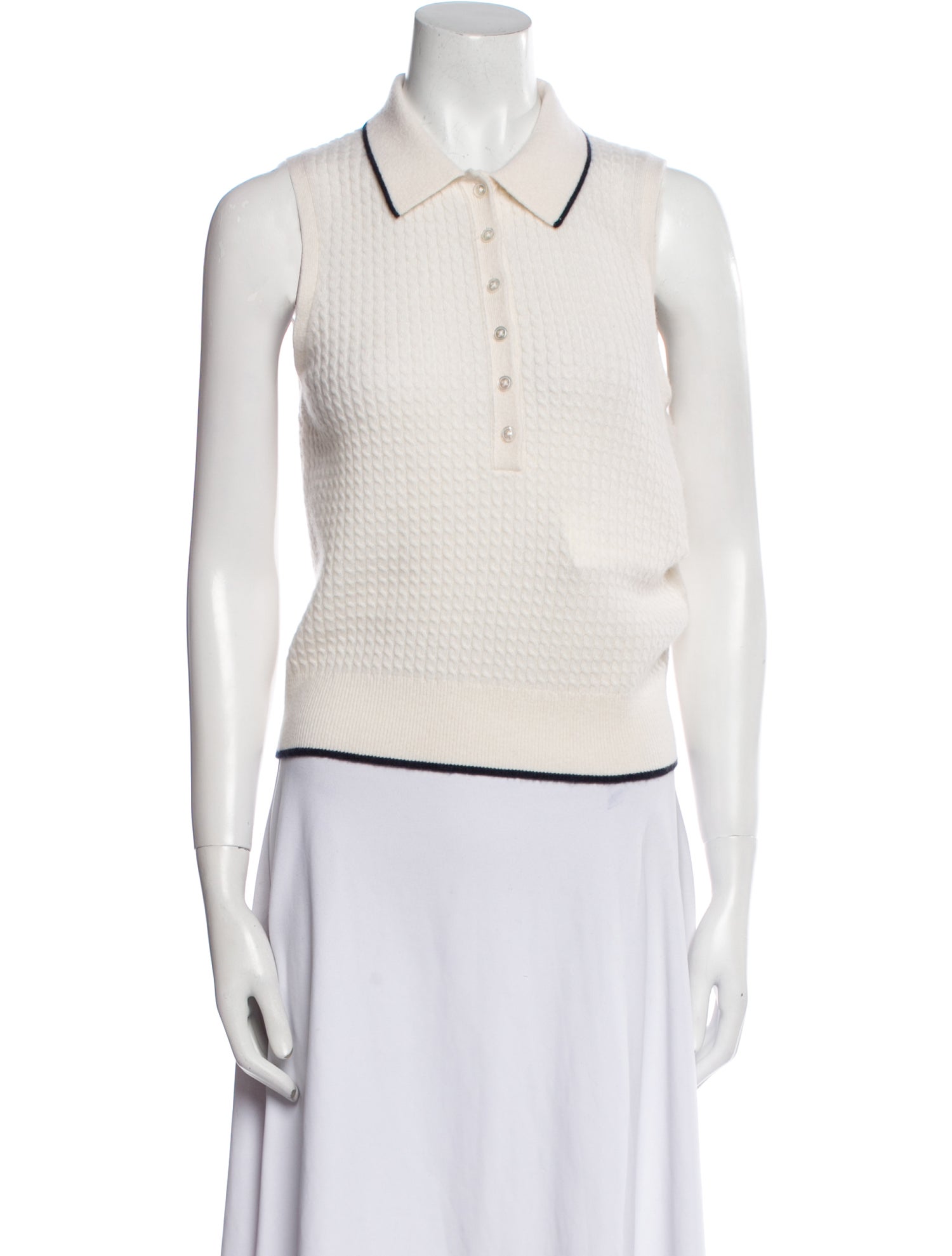 White + Warren Cashmere Sleeveless Polo