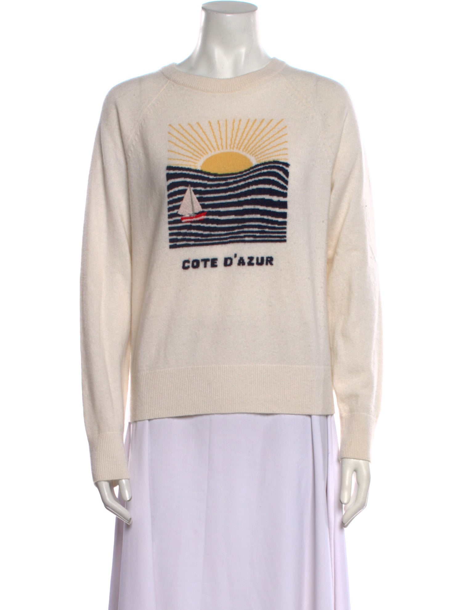 White + Warren Cashmere Graphic Print Sweater