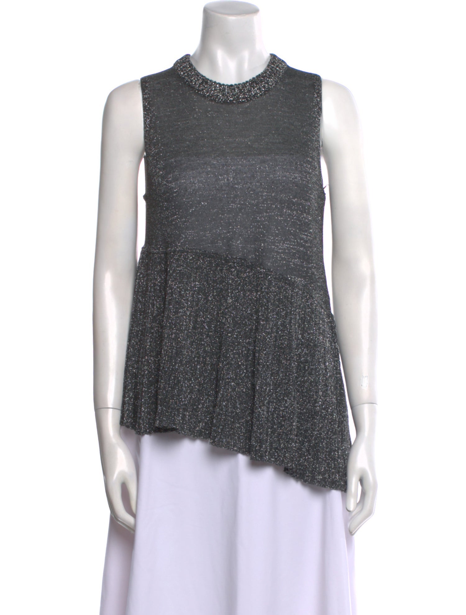 White + Warren Crew Neck Sleeveless Top