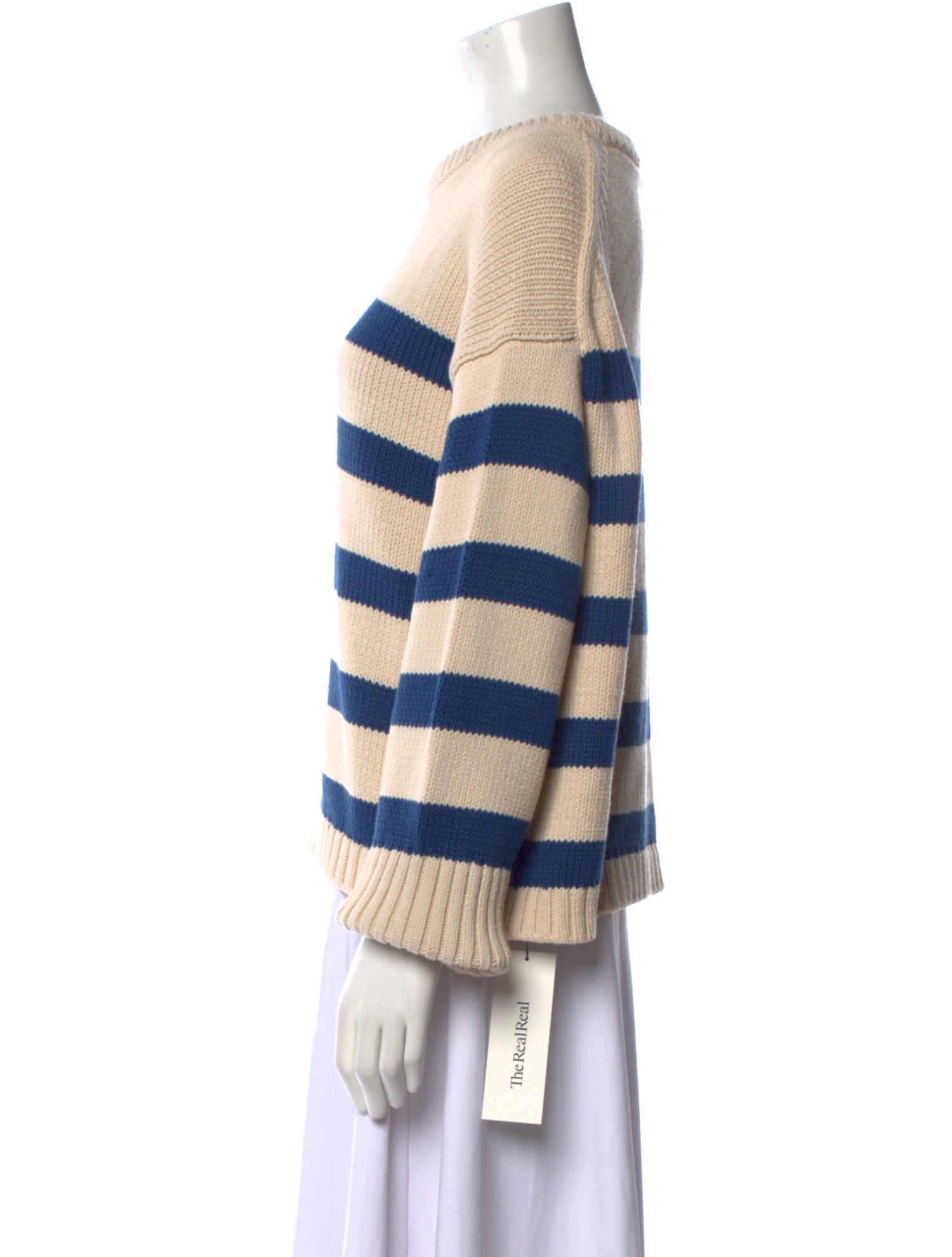 White + Warren Striped Crew Neck Sweater