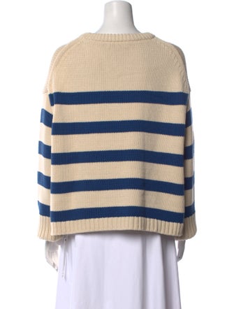 White + Warren Striped Crew Neck Sweater
