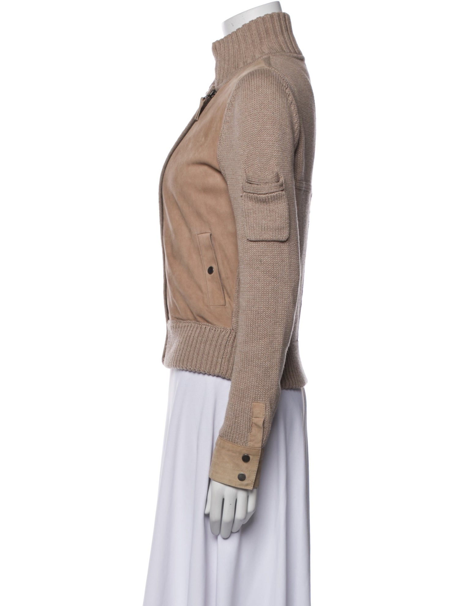 White + Warren Suede Striped Biker Jacket