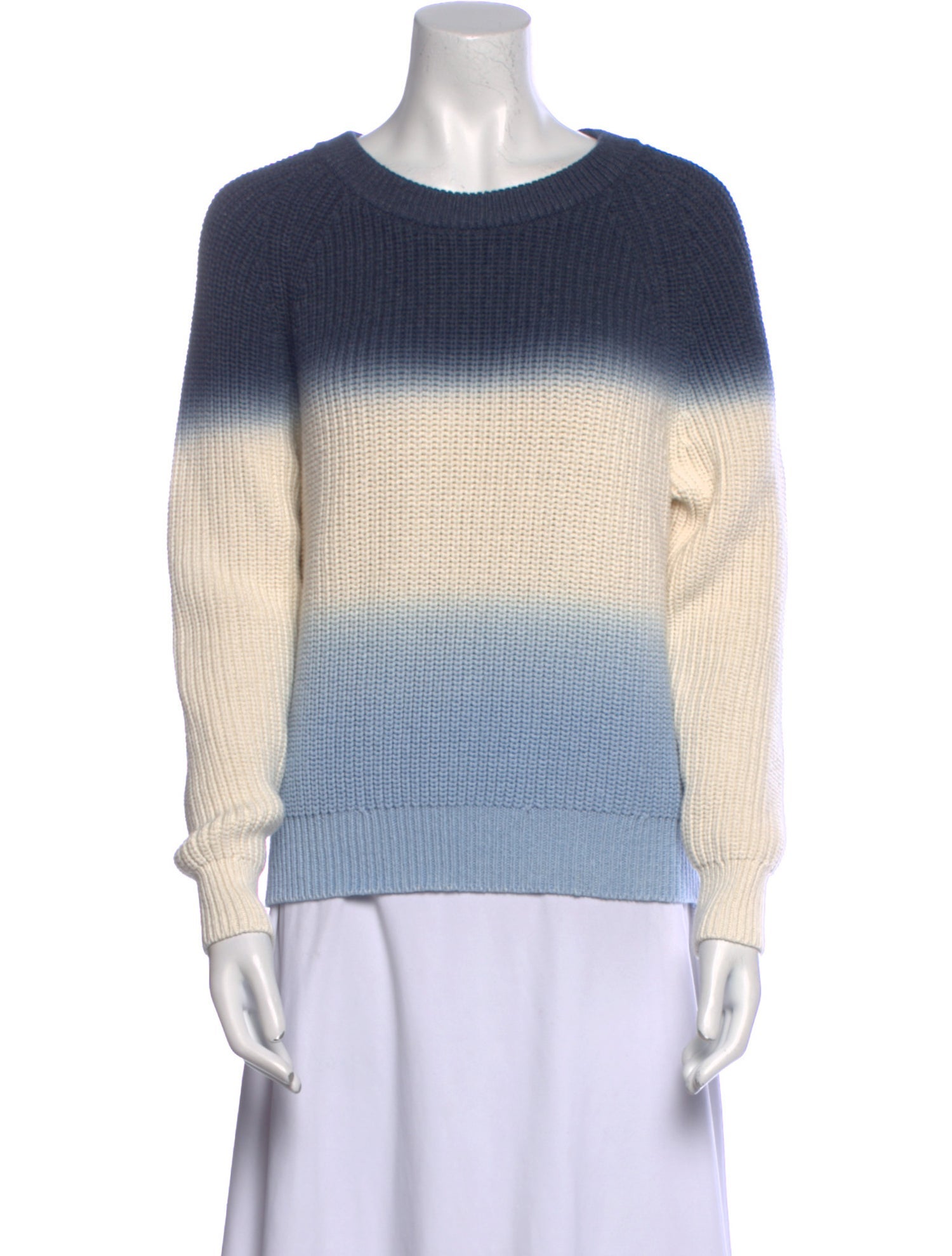 White + Warren Striped Crew Neck Sweater