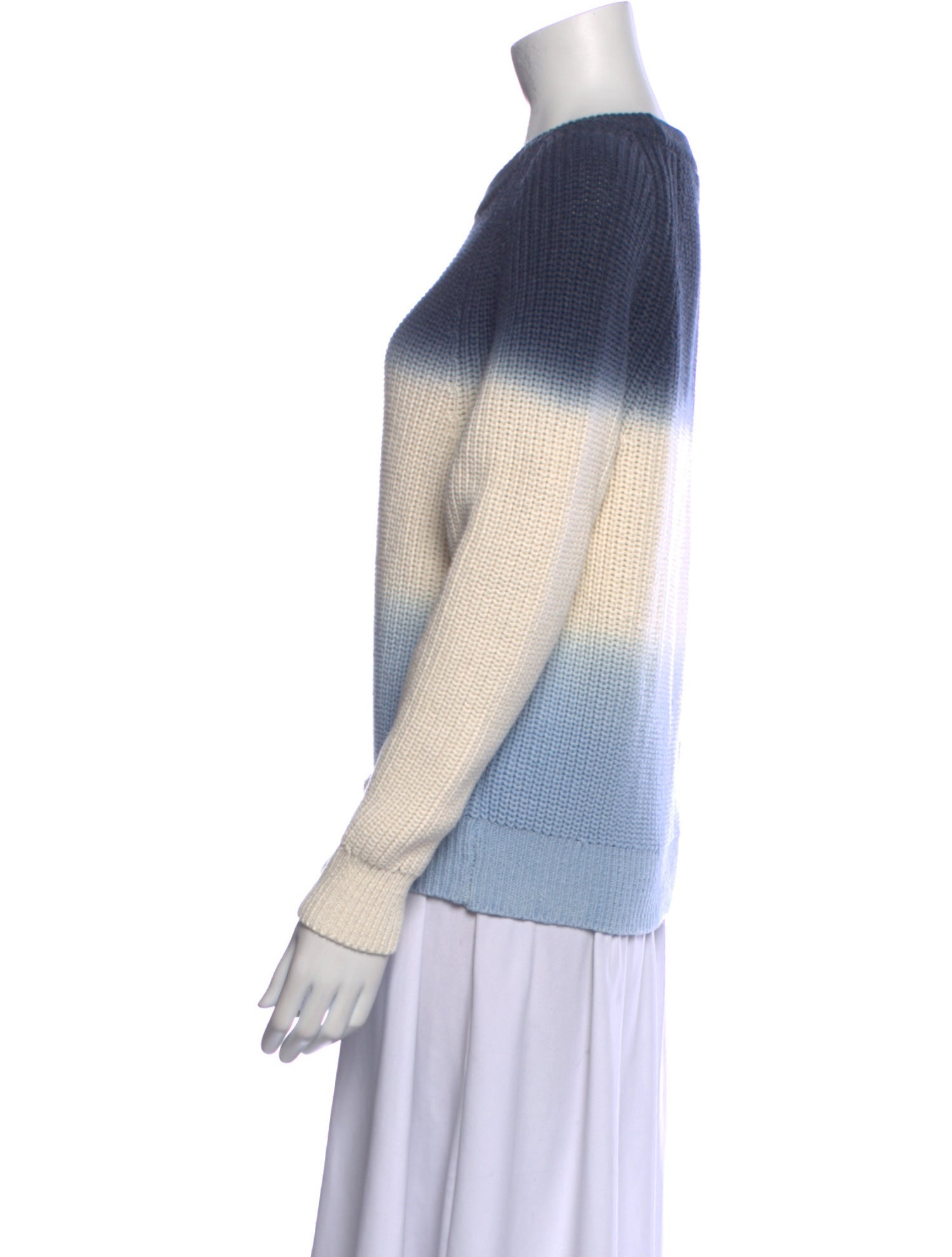 White + Warren Striped Crew Neck Sweater