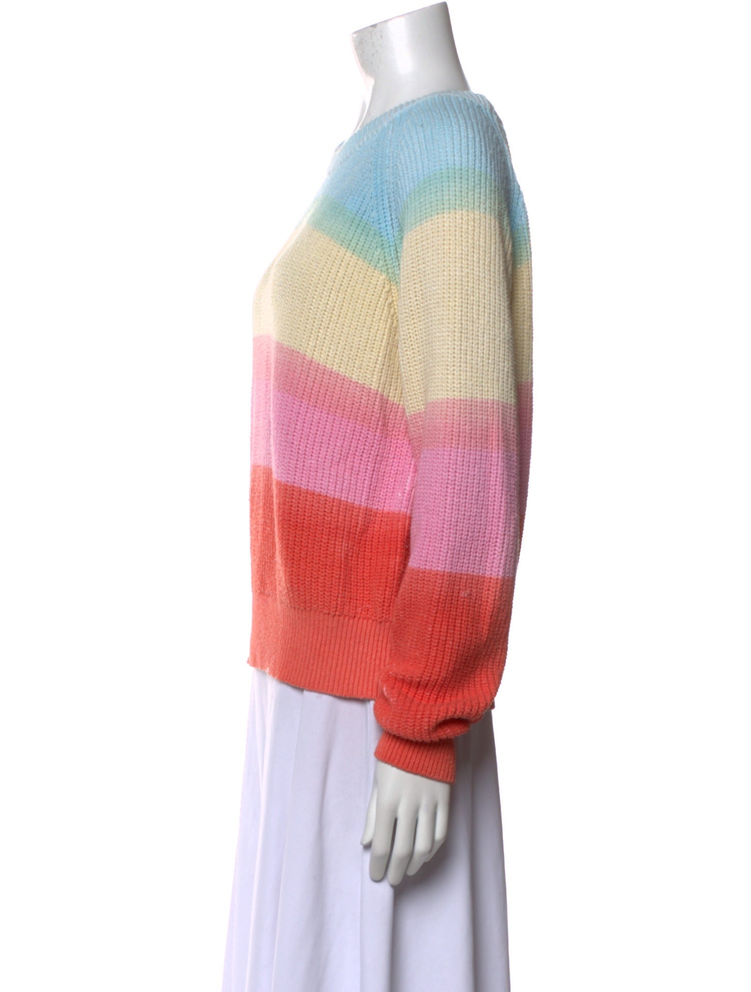 White + Warren Striped Scoop Neck Sweater