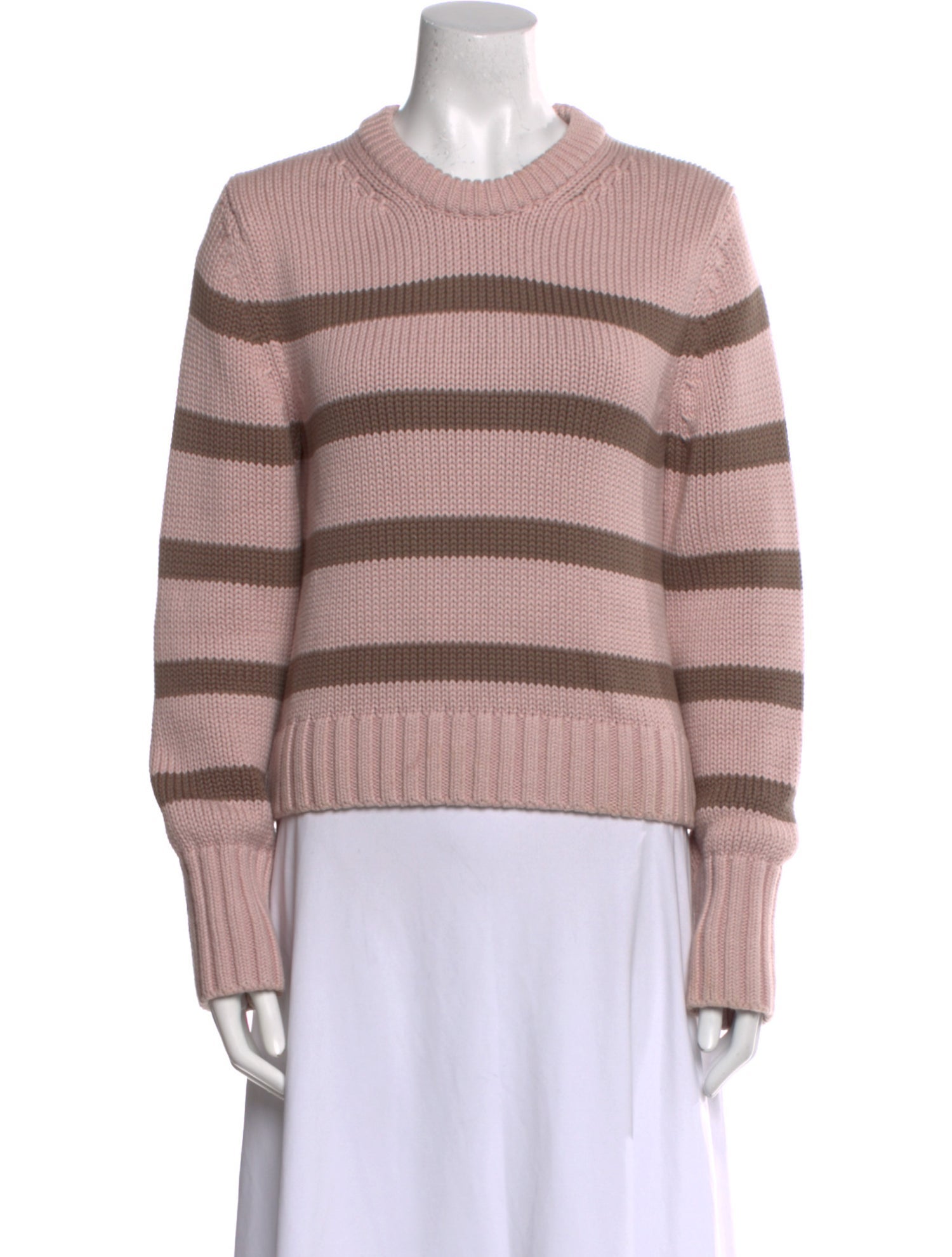 White + Warren Striped Crew Neck Sweater