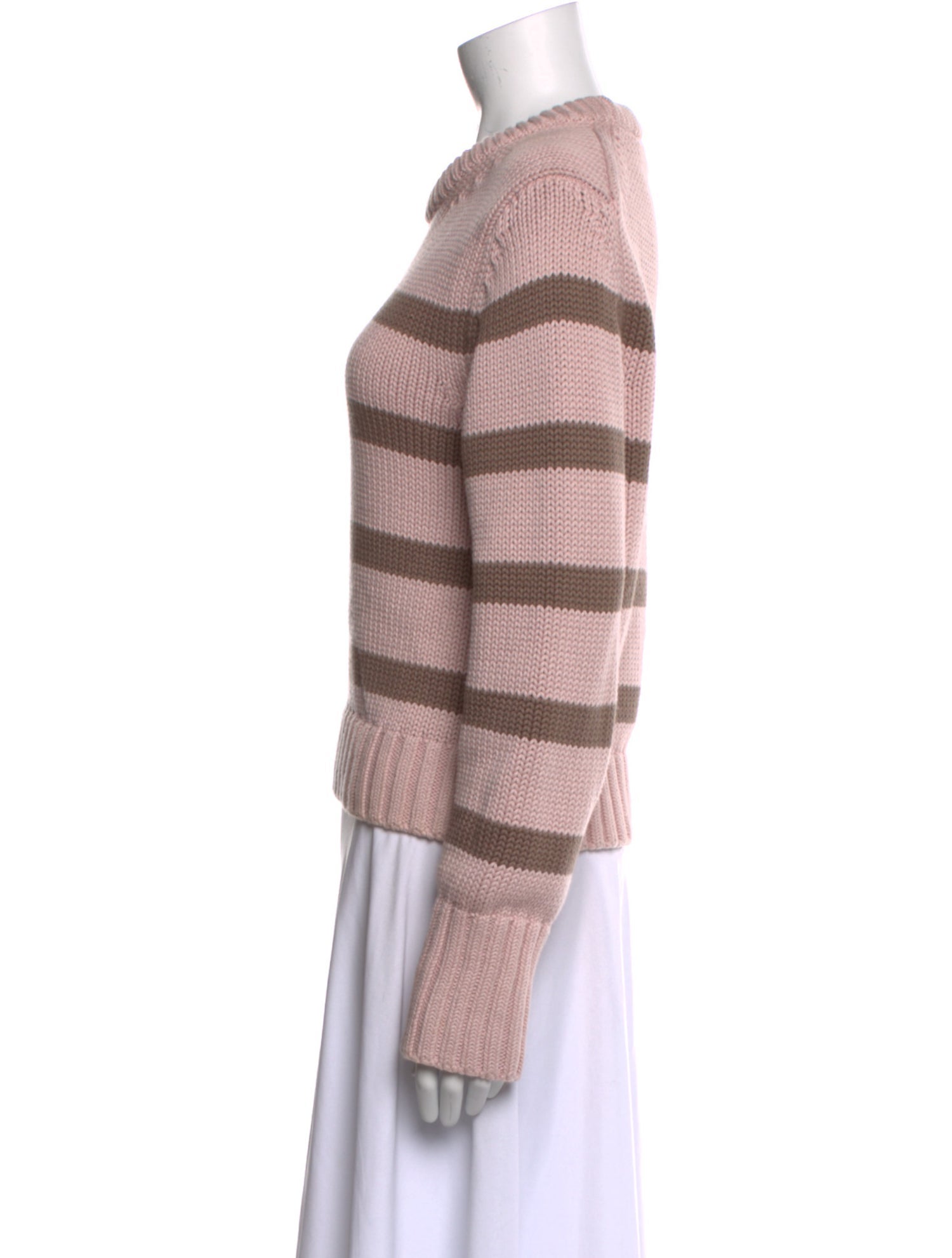 White + Warren Striped Crew Neck Sweater