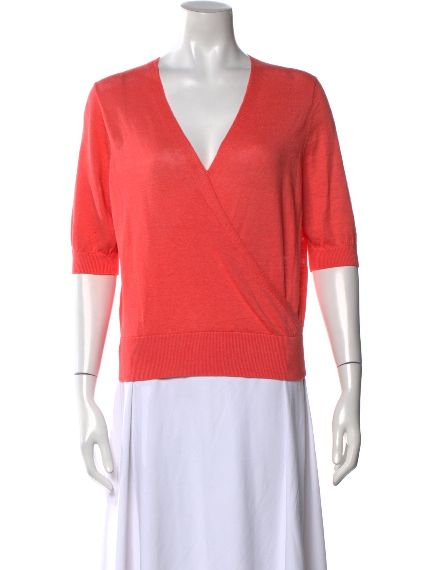 White + Warren Linen V-Neck Sweater