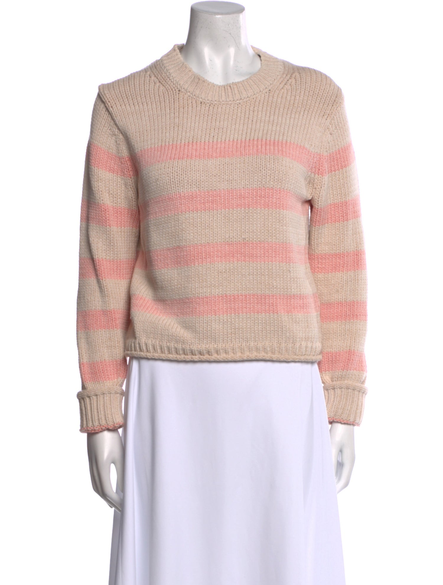 White + Warren Striped Crew Neck Sweater