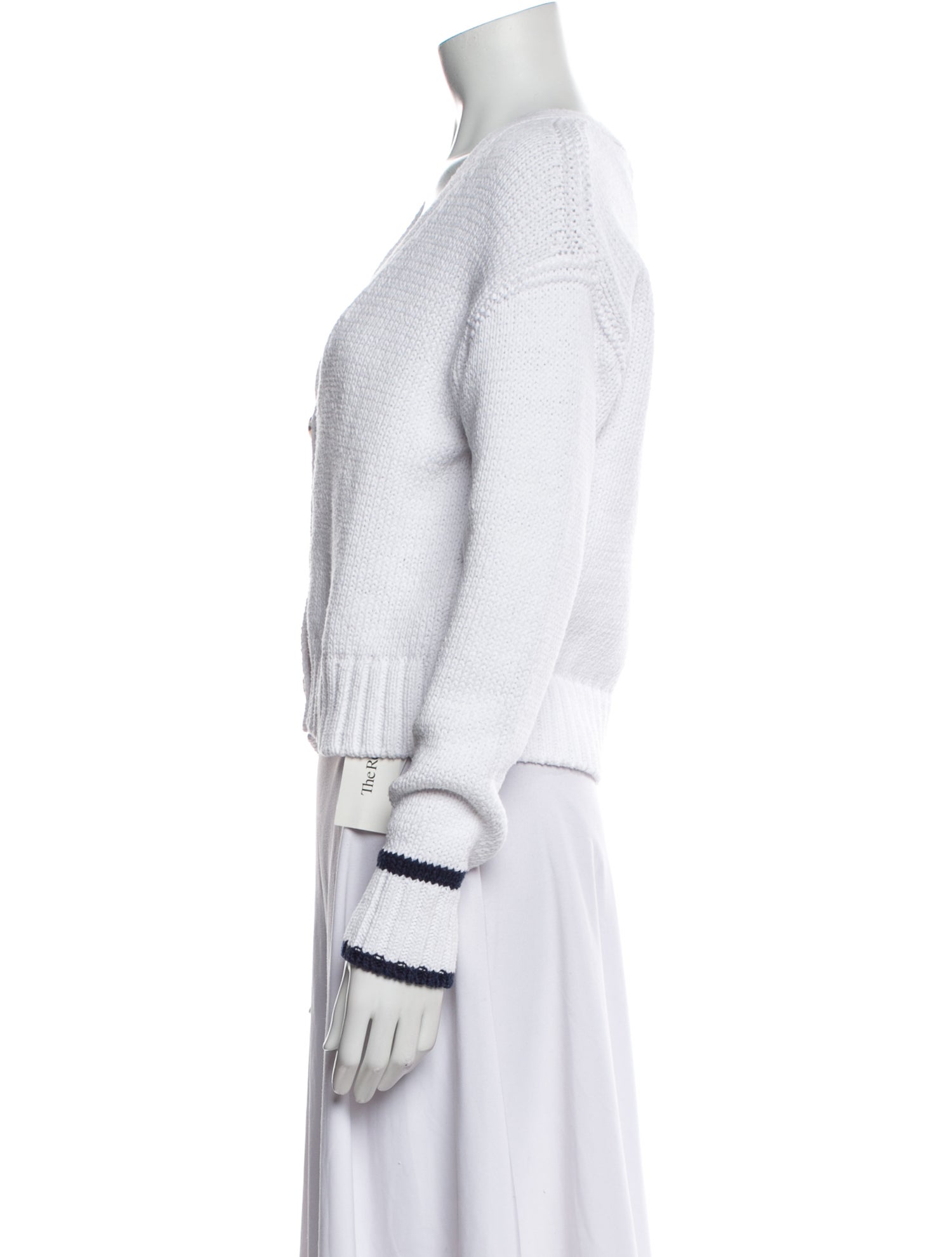 White + Warren Striped V-Neck Sweater