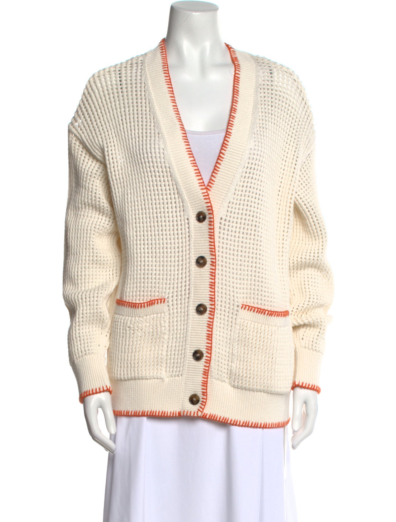 White + Warren Colorblock Pattern V-Neck Sweater w/ Tags