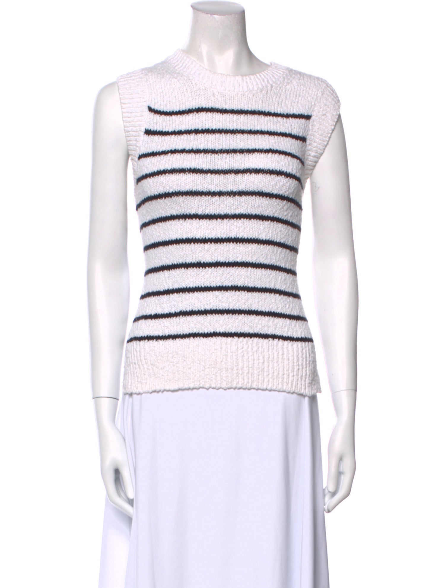 White + Warren Striped Crew Neck Sweater