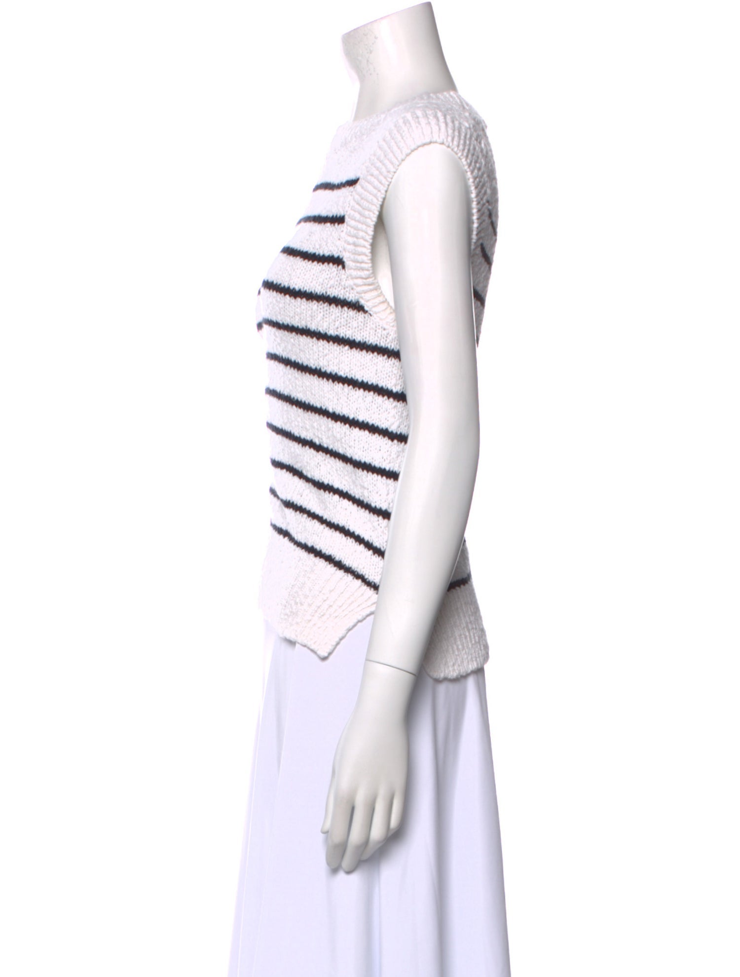 White + Warren Striped Crew Neck Sweater