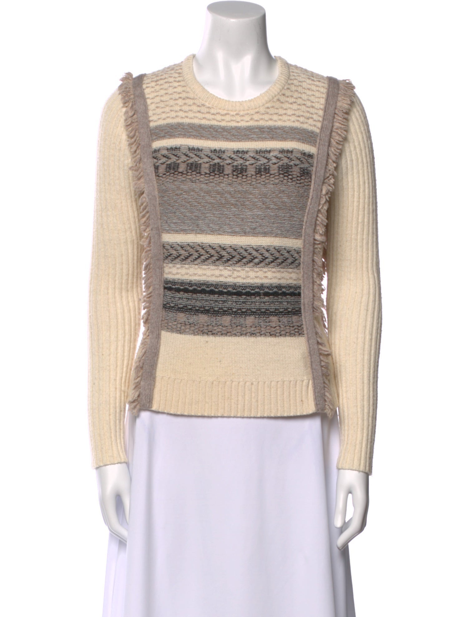 White + Warren Striped Crew Neck Sweater