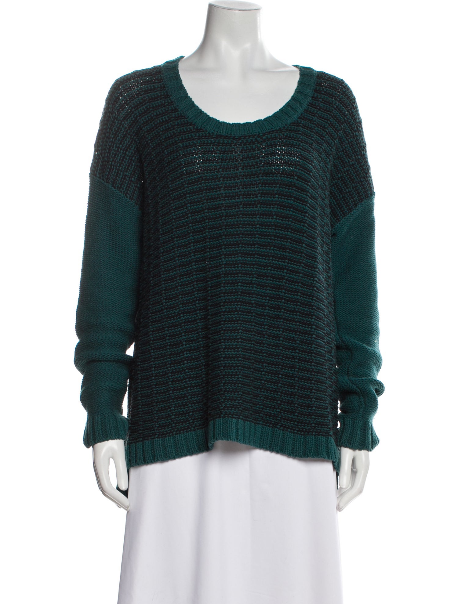 White + Warren Striped Scoop Neck Sweater