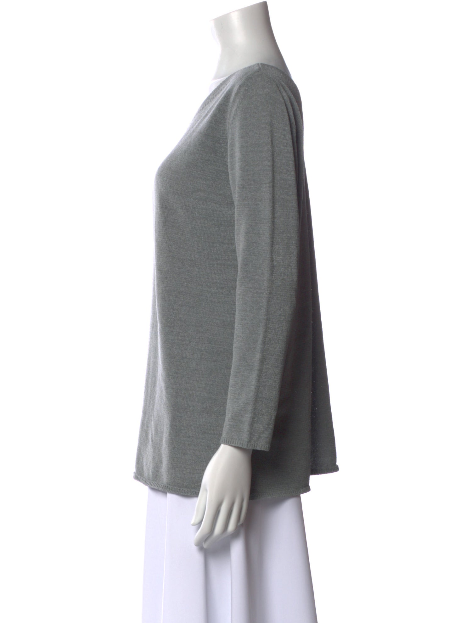 White + Warren V-Neck Three-Quarter Sleeve Top