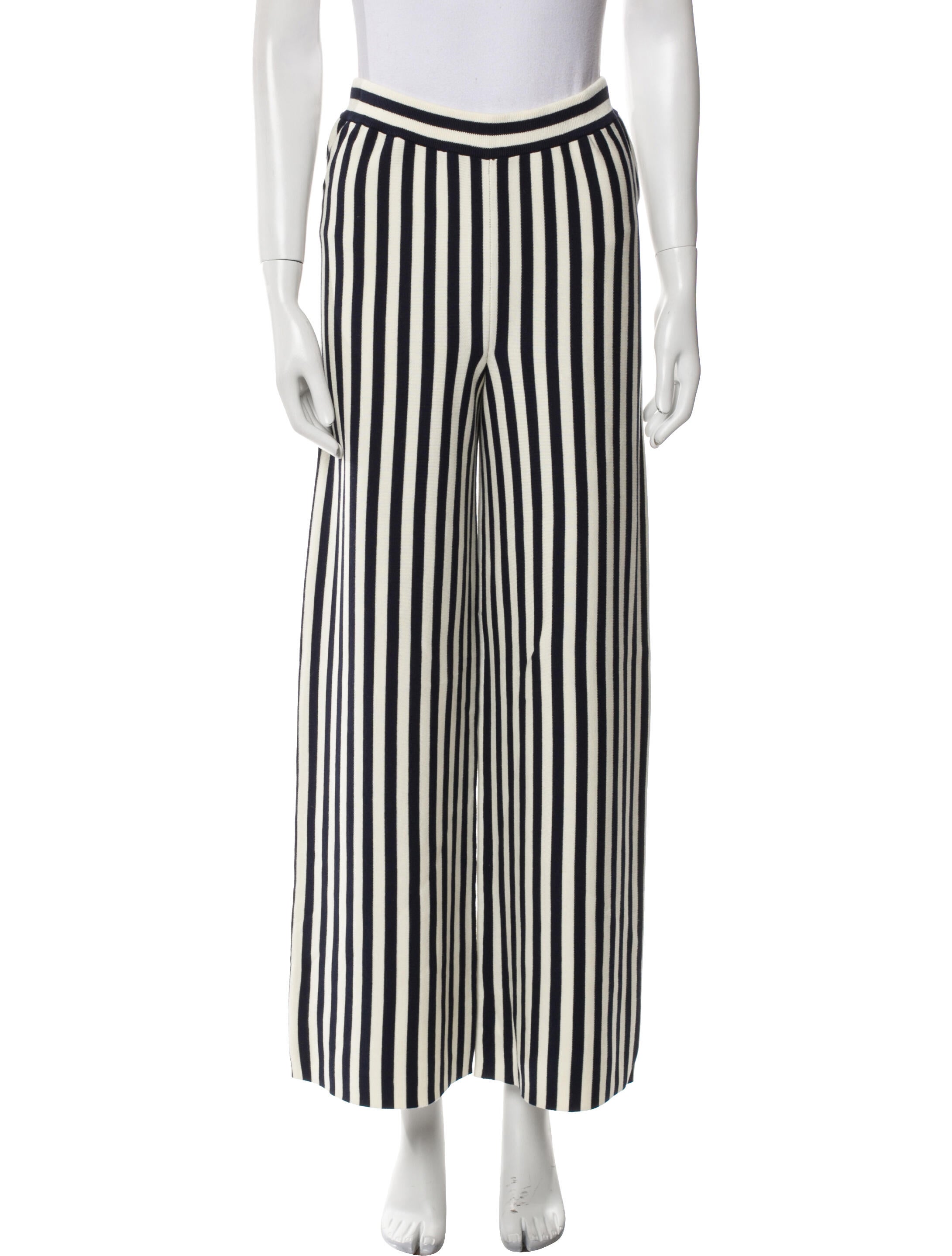White + Warren Striped Wide Leg Pants