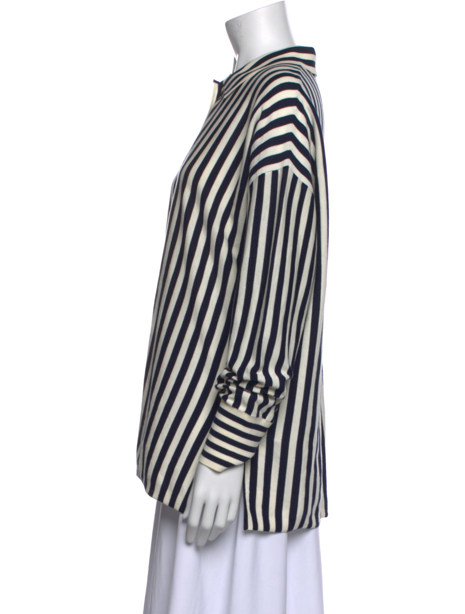 White + Warren Striped Long Sleeve Button-Up Top