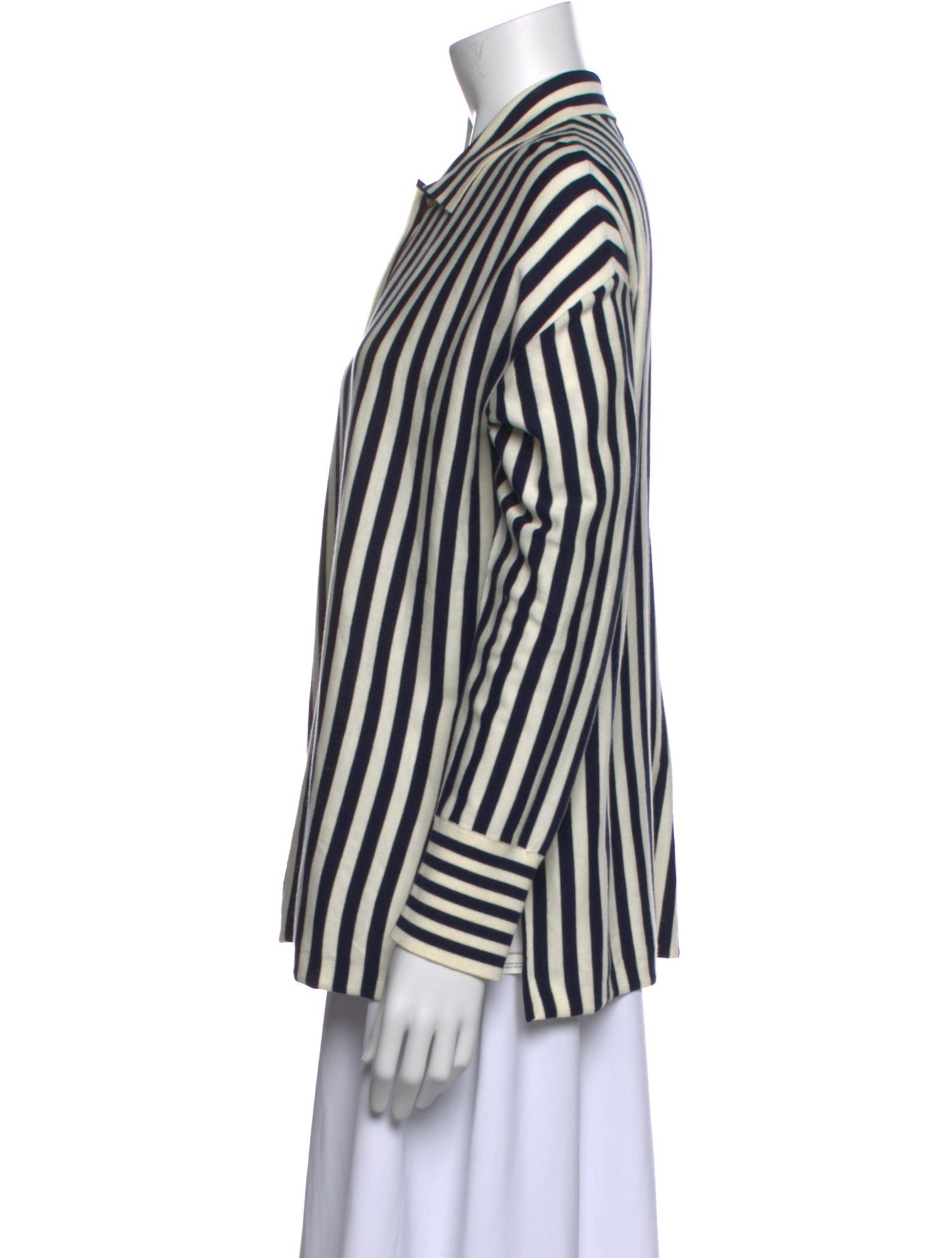 White + Warren Striped Long Sleeve Button-Up Top w/ Tags