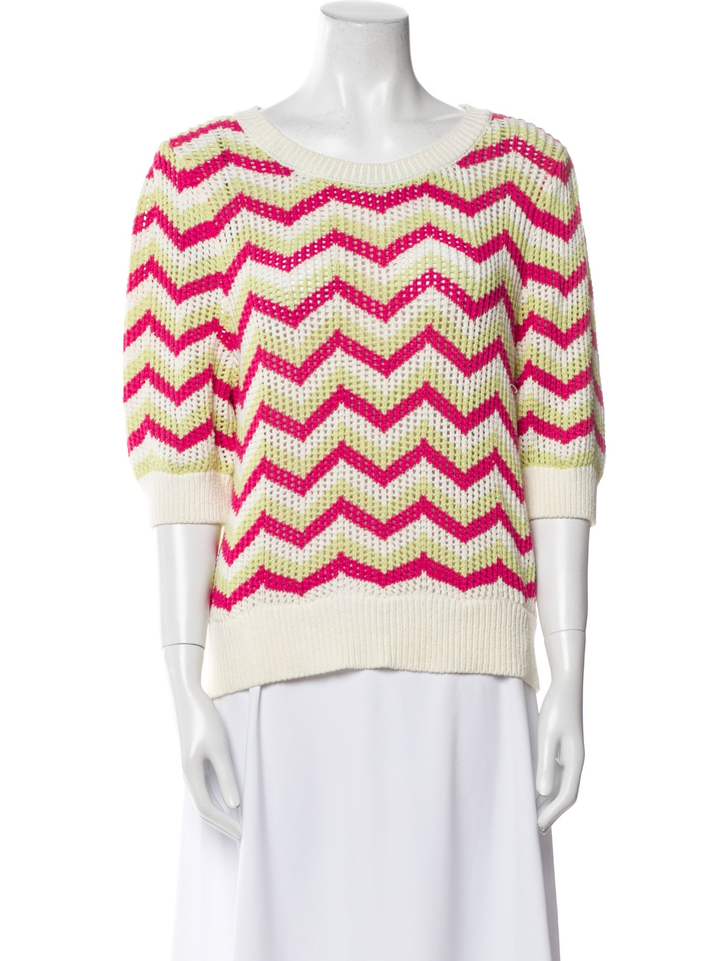 White + Warren Striped Scoop Neck Sweater
