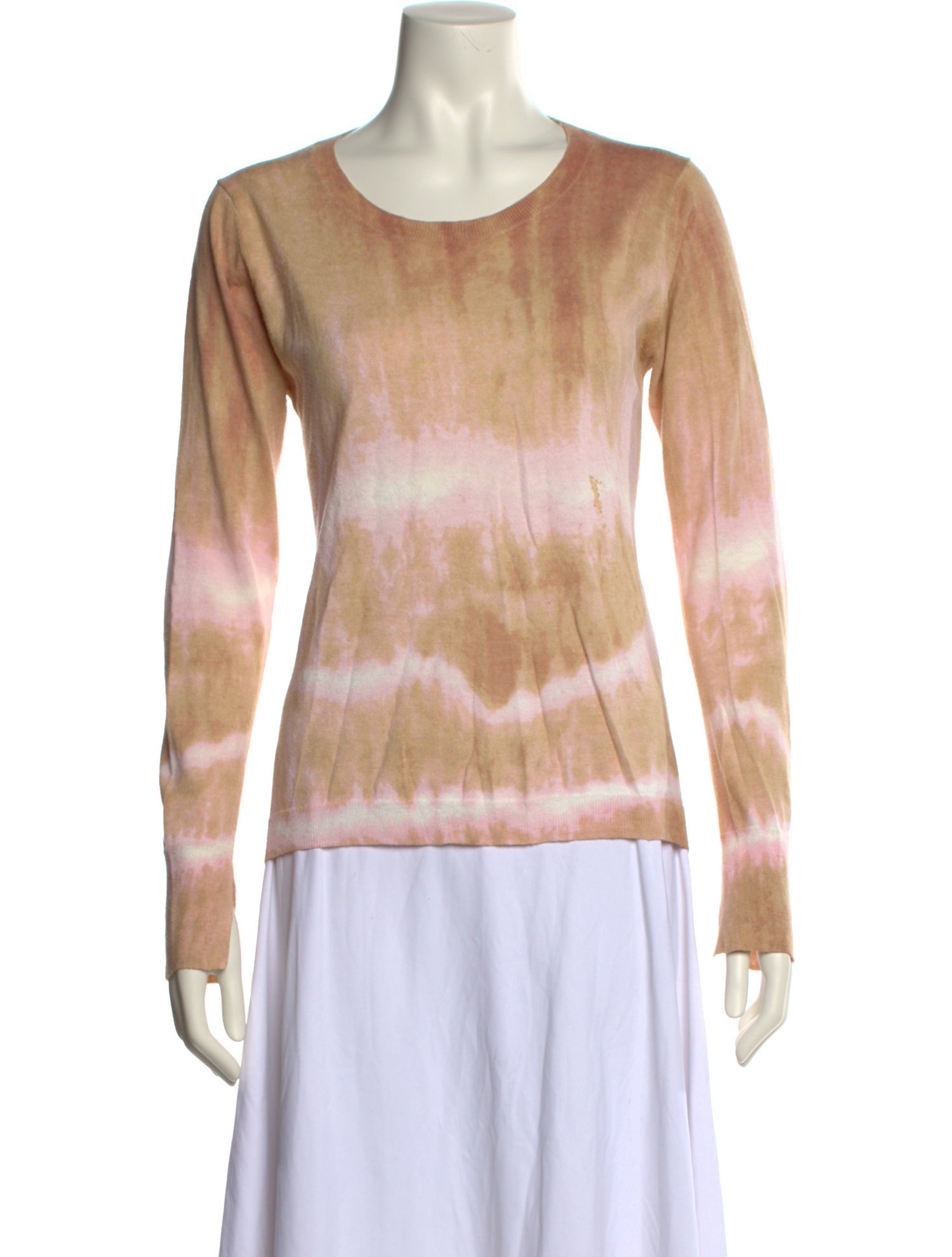 White + Warren Tie-Dye Print Scoop Neck Sweater