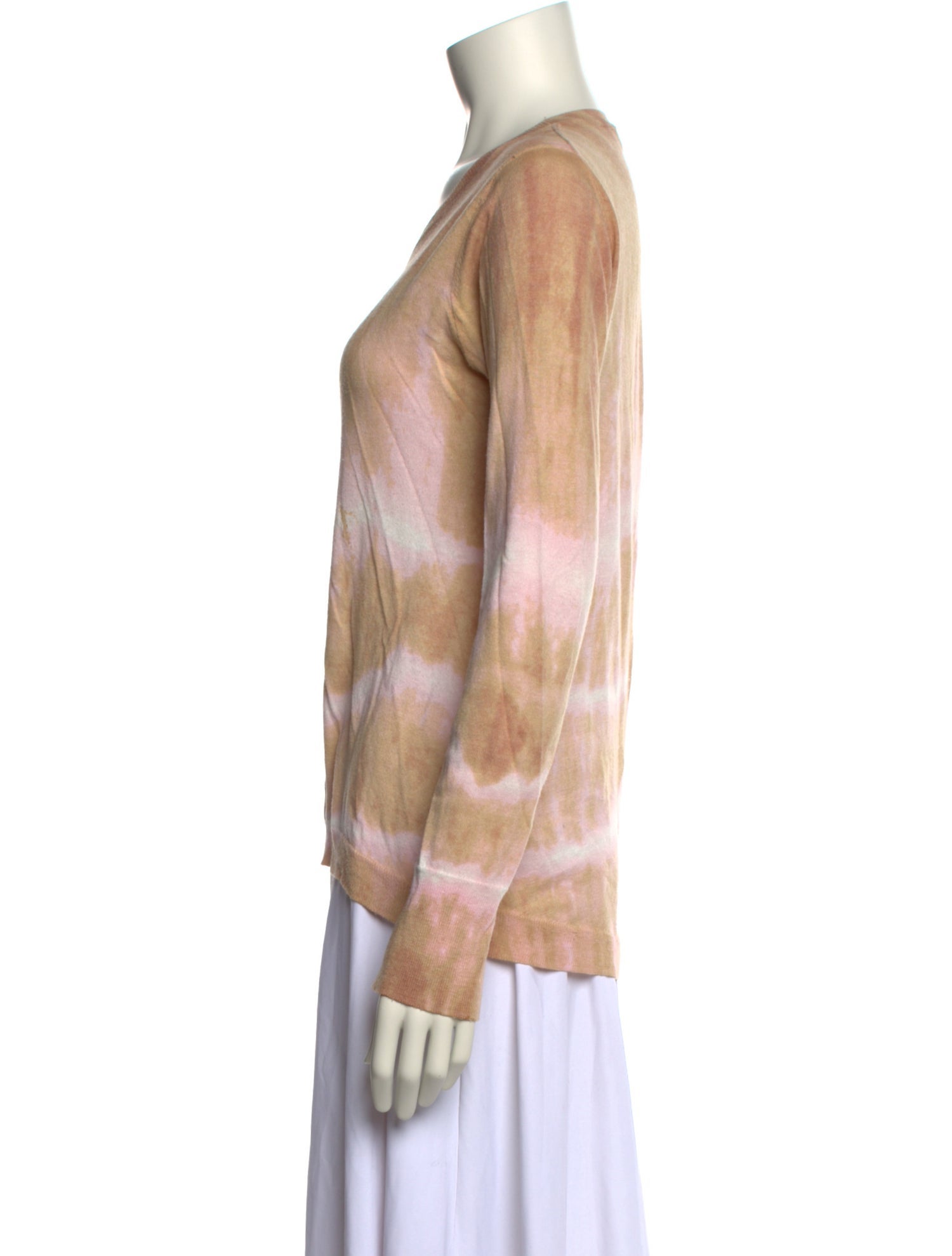 White + Warren Tie-Dye Print Scoop Neck Sweater