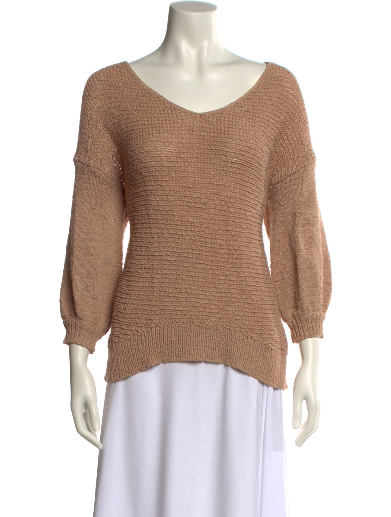 White + Warren Scoop Neck Three-Quarter Sleeve Top