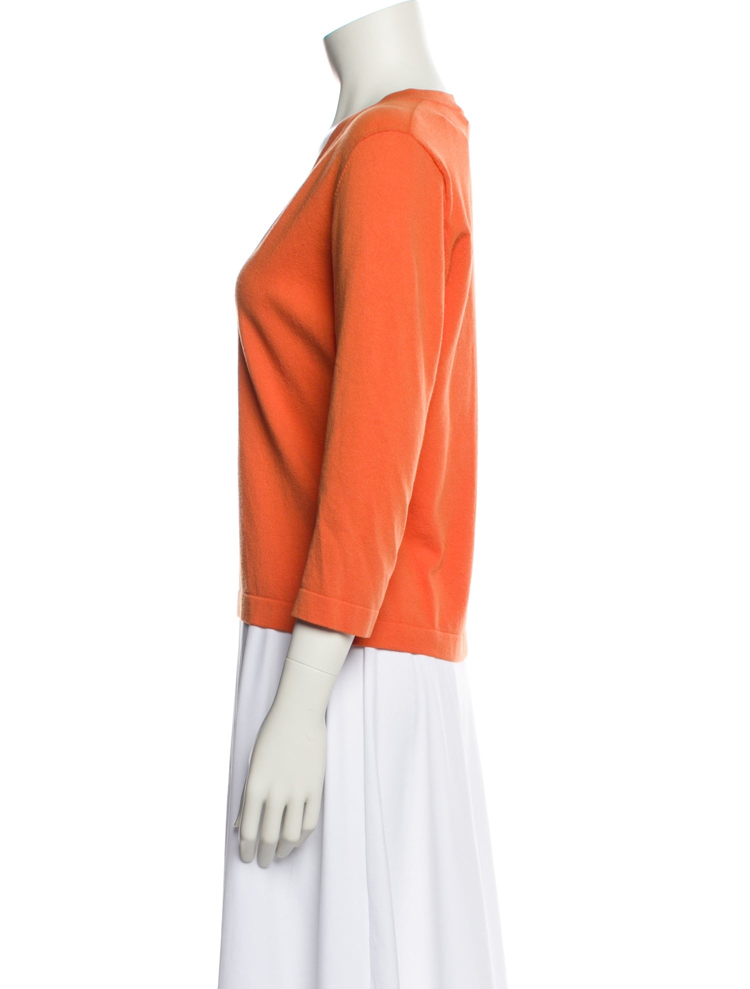 White + Warren V-Neck Three-Quarter Sleeve Top