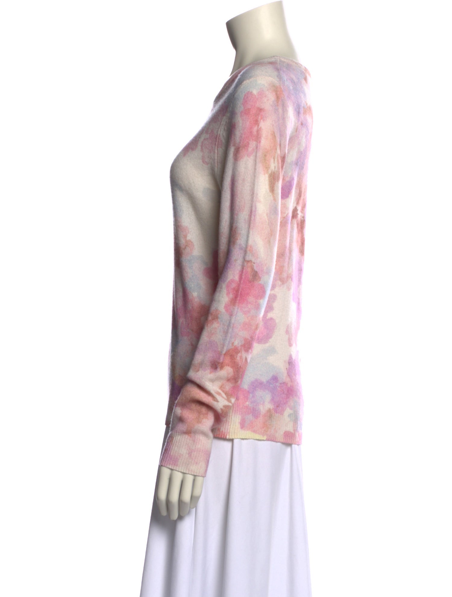 White + Warren Cashmere Tie-Dye Print Sweater