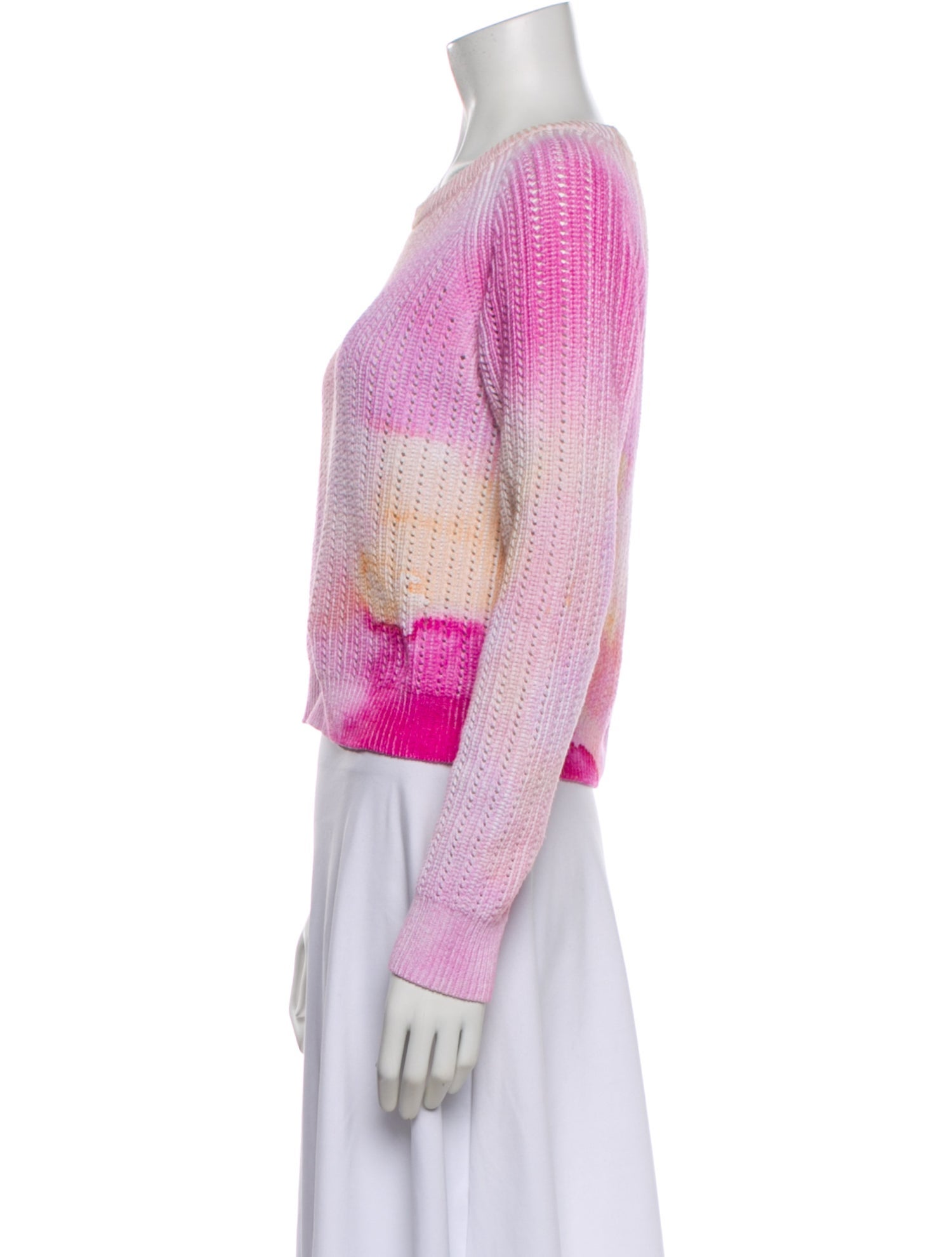 White + Warren Tie-Dye Print Scoop Neck Sweater