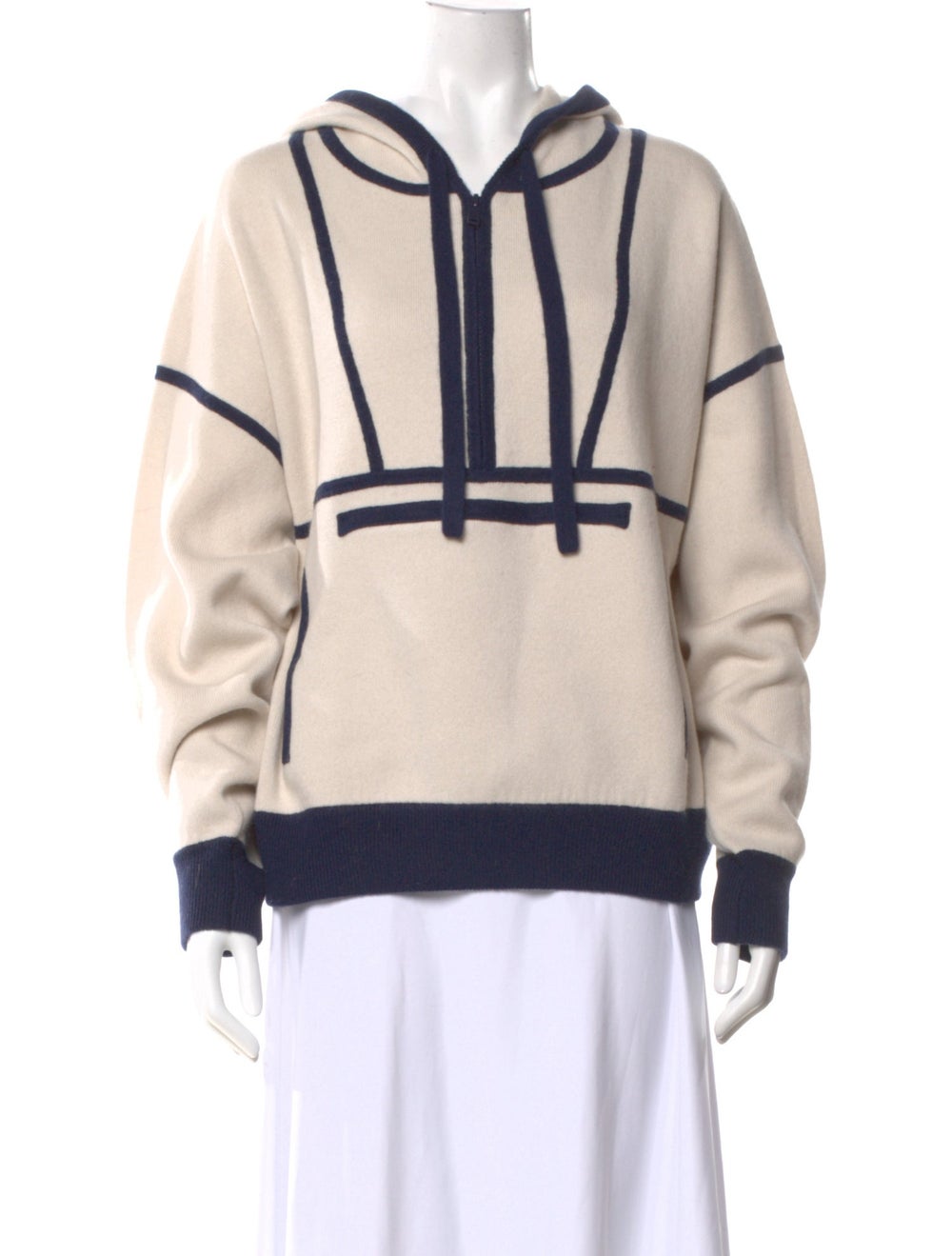 White + Warren Wool Colorblock Pattern Sweater - image 1