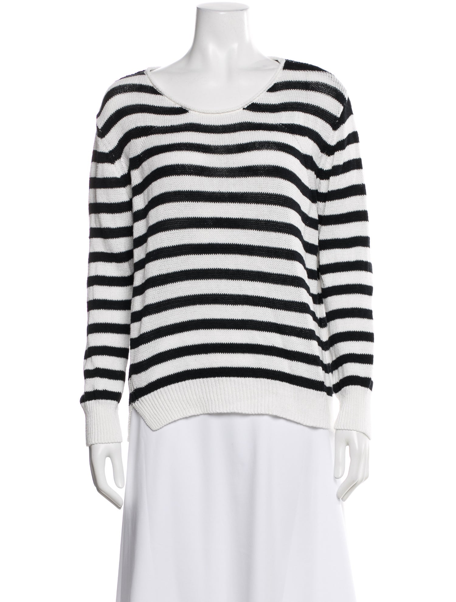 White + Warren Linen Striped Sweater