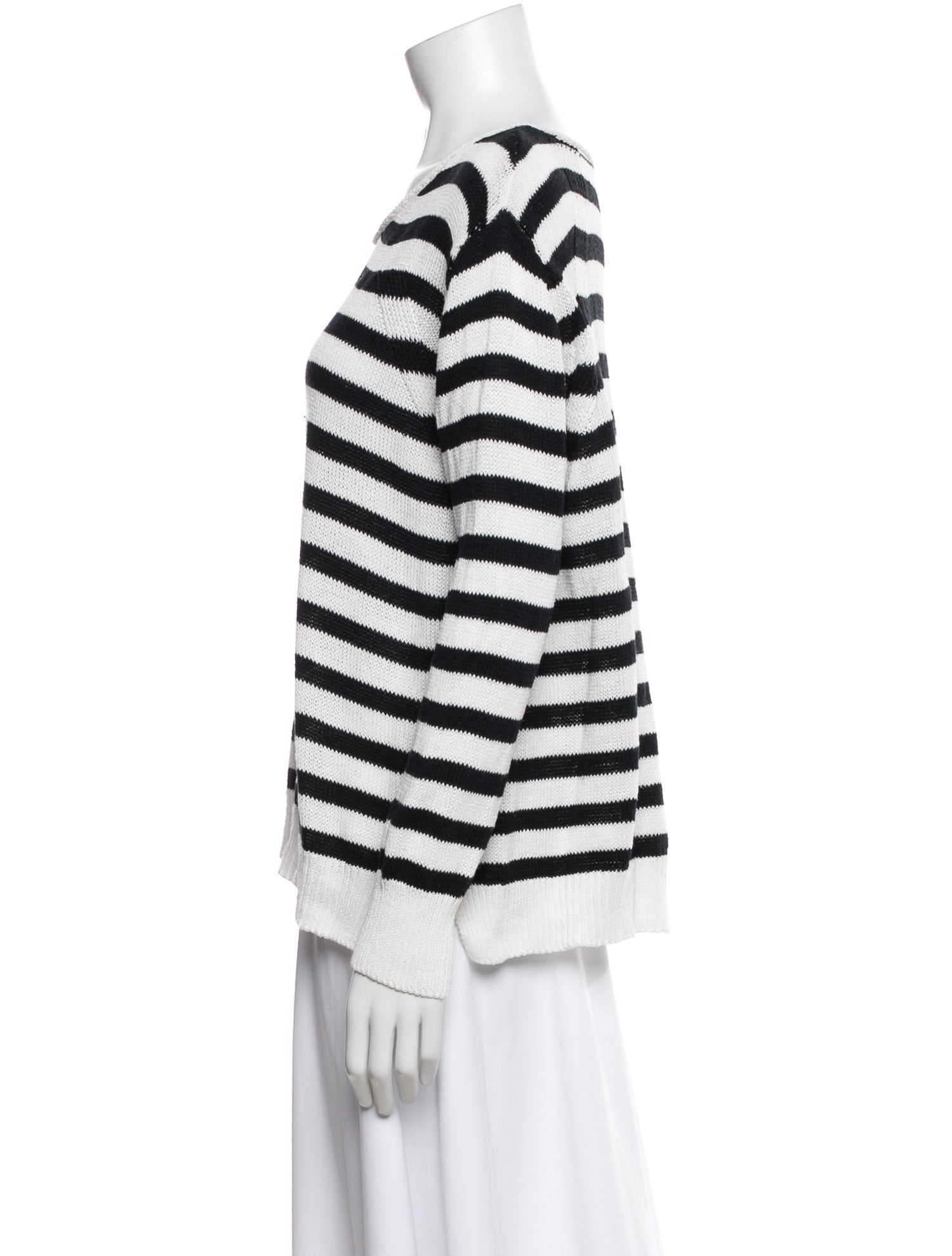 White + Warren Linen Striped Sweater