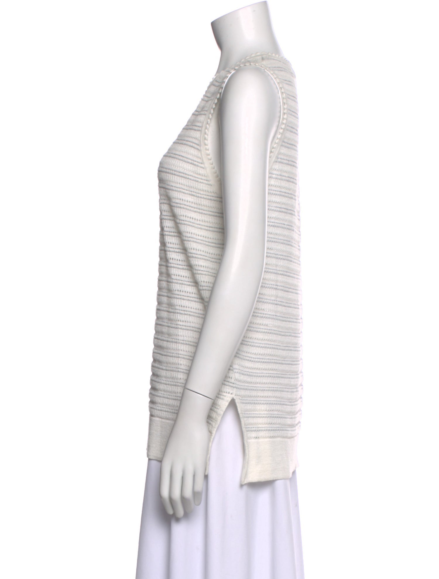 White + Warren Striped Crew Neck Top