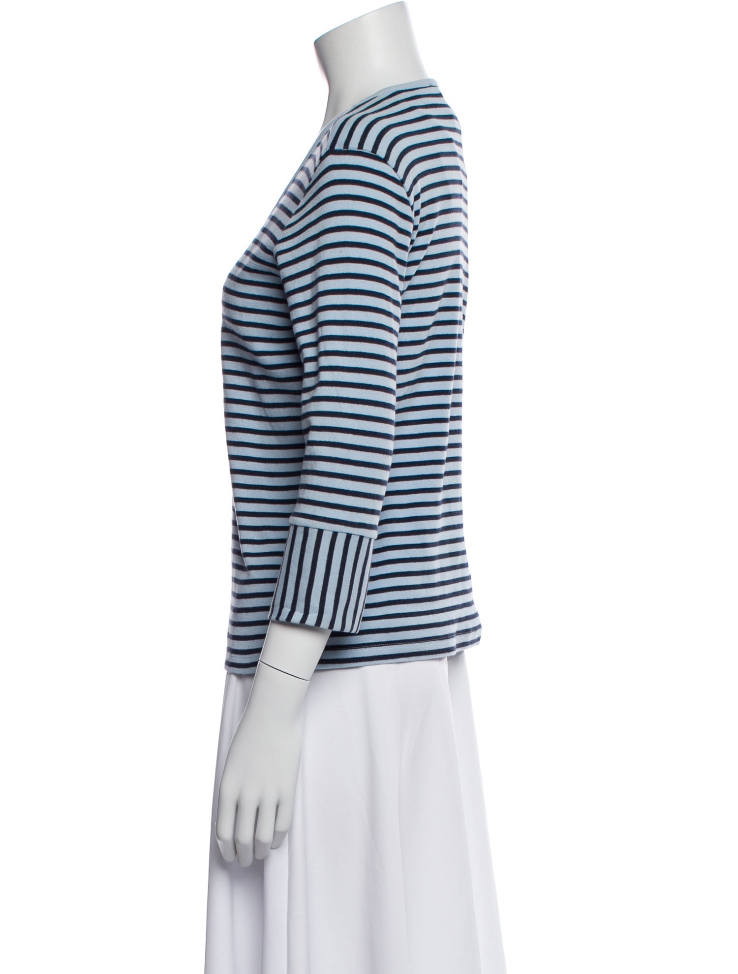 White + Warren Striped V-Neck T-Shirt